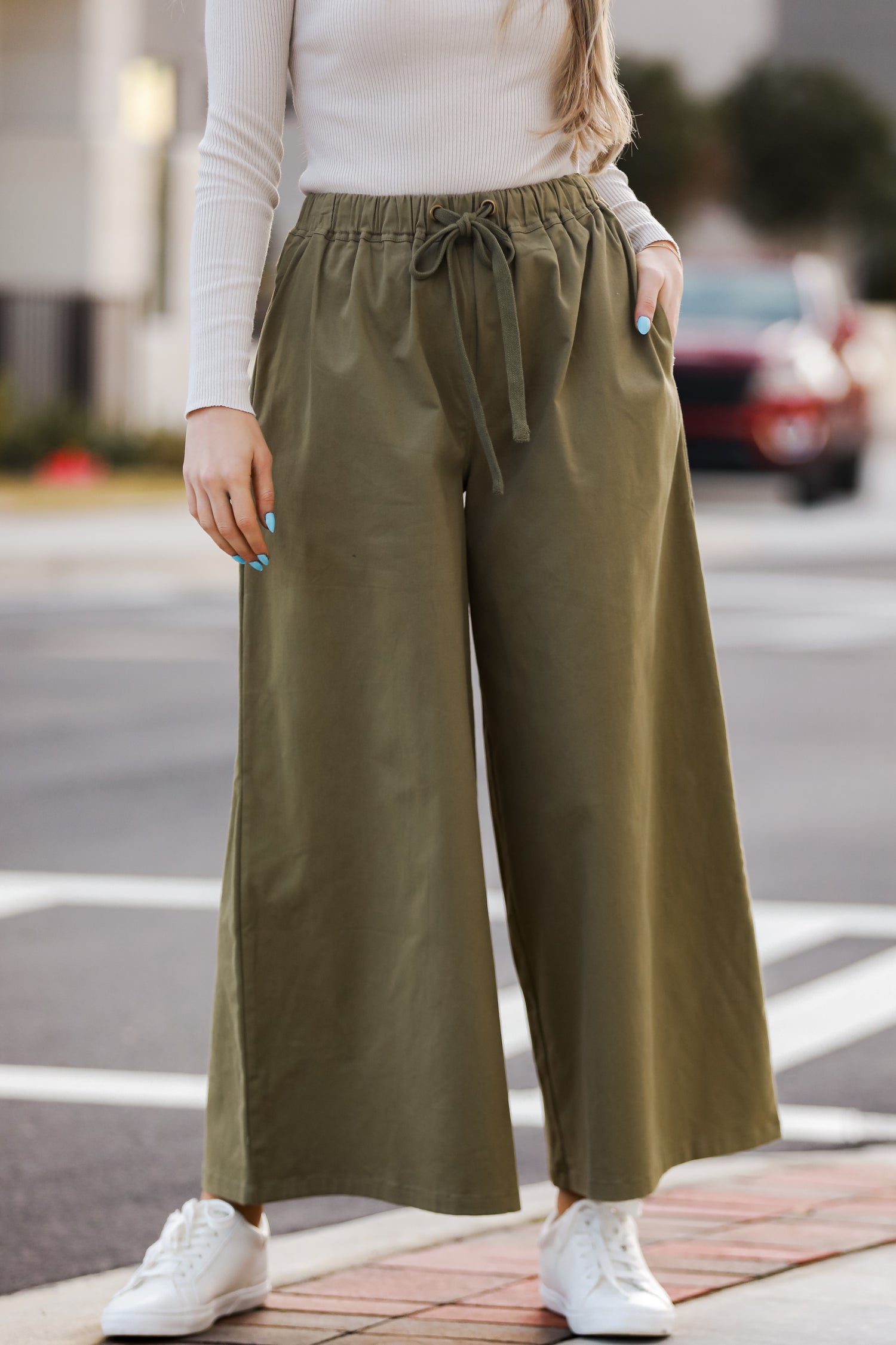 Olive Wide Leg Pants