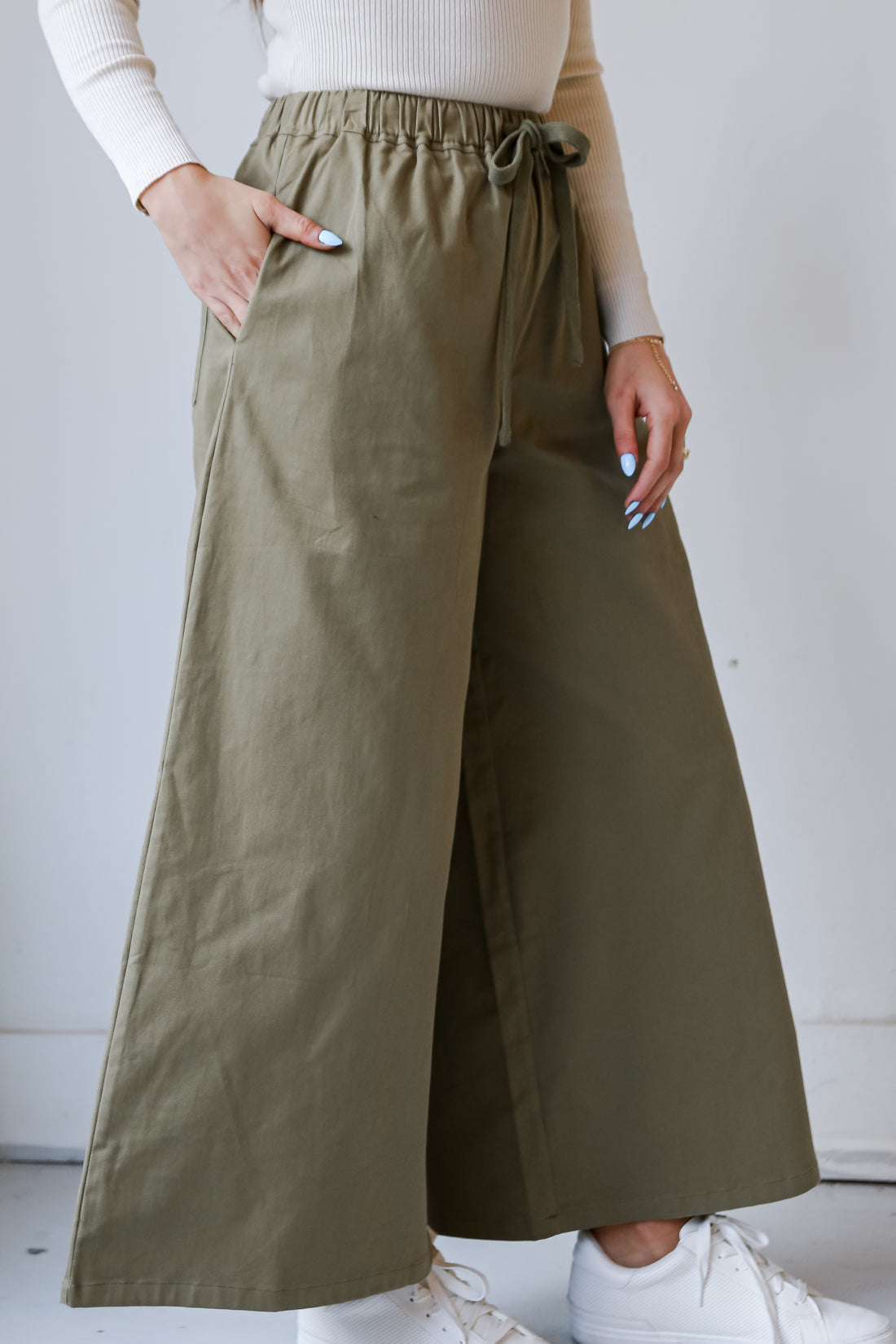 trendy Olive Wide Leg Pants