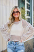 Stylish Destination Crochet Open Knit Top In Cream