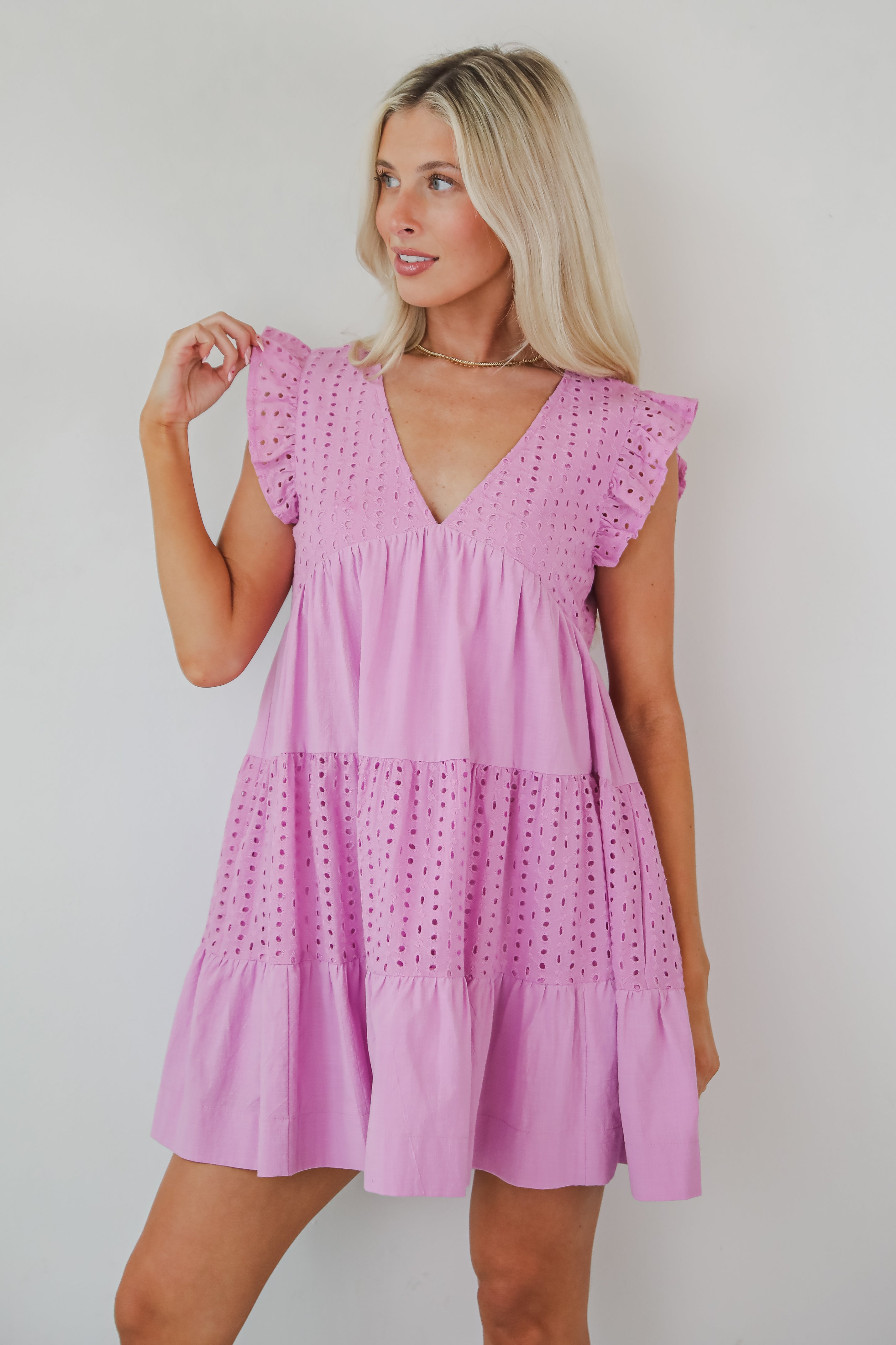 Adorable Tendencies Orchid Eyelet Romper Dress