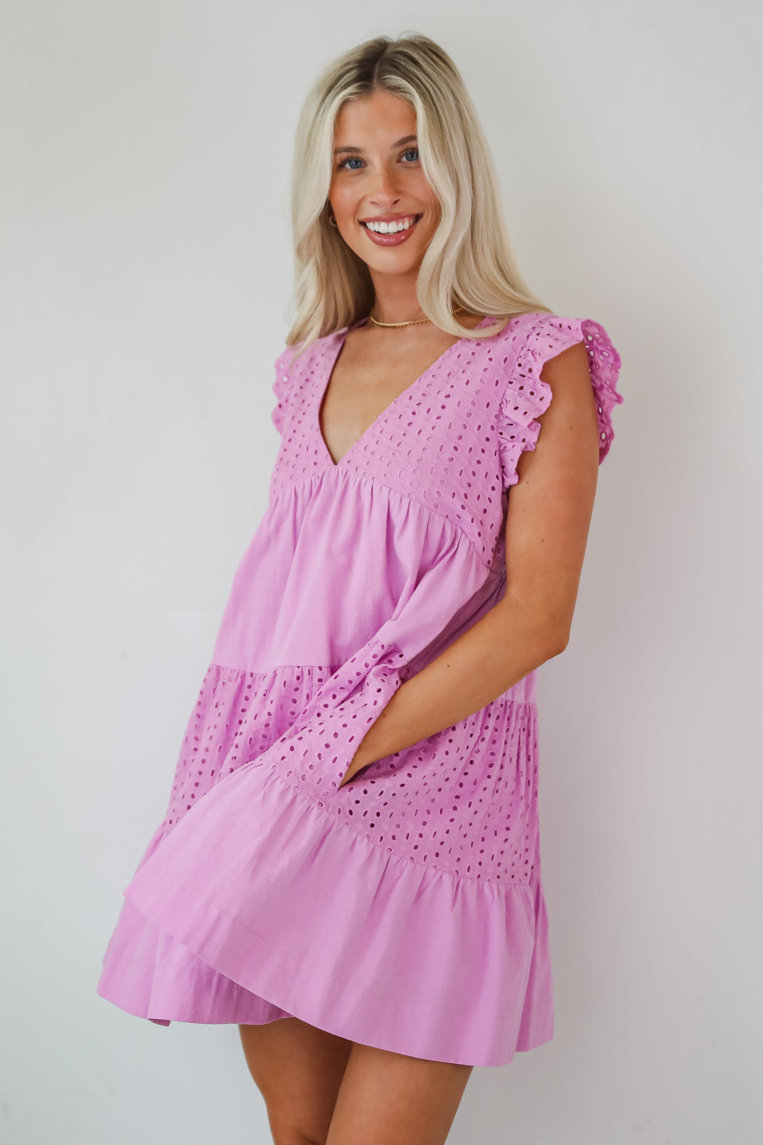 Adorable Tendencies Orchid Eyelet Romper Dress