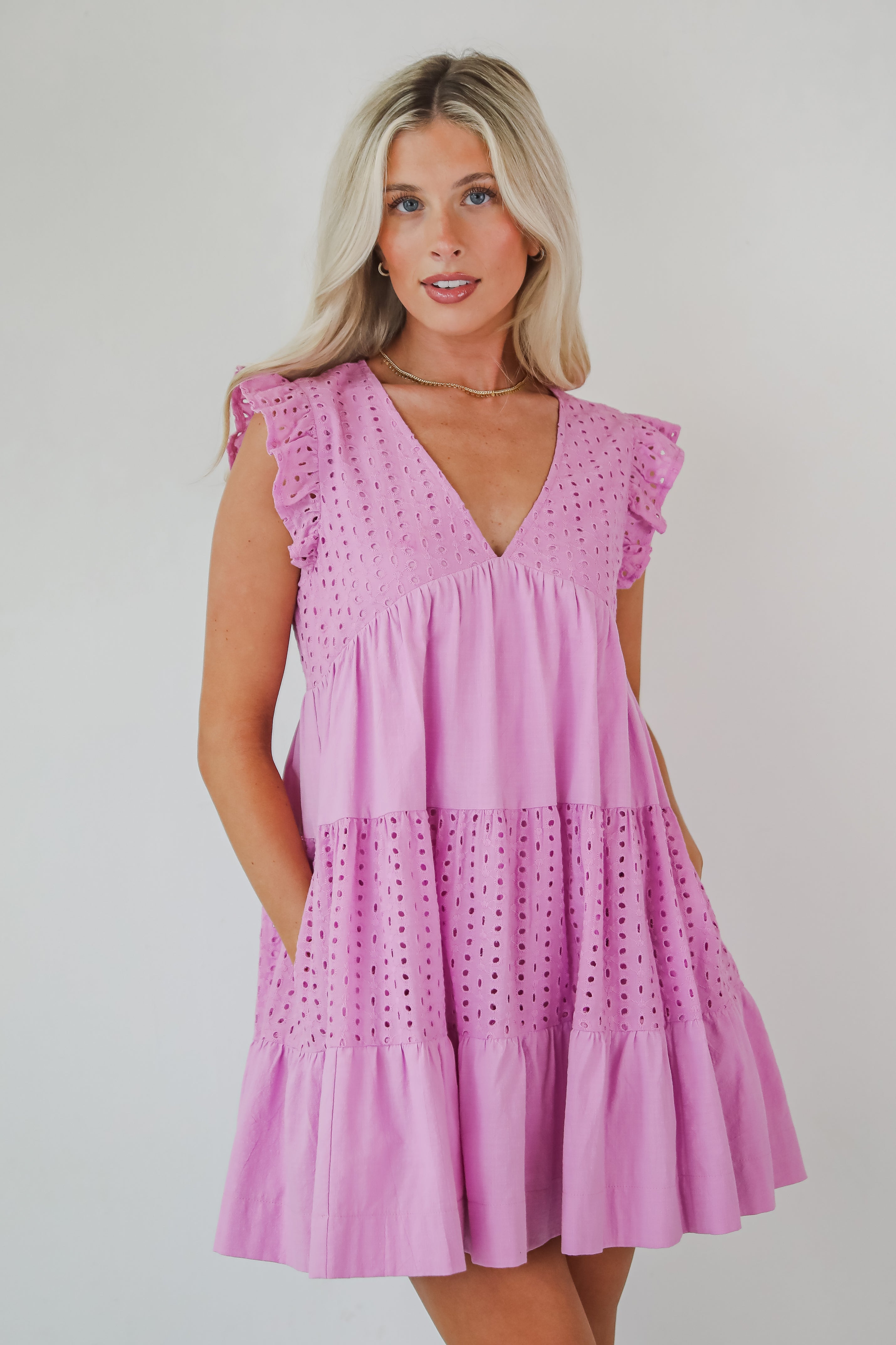 Adorable Tendencies Orchid Eyelet Romper Dress