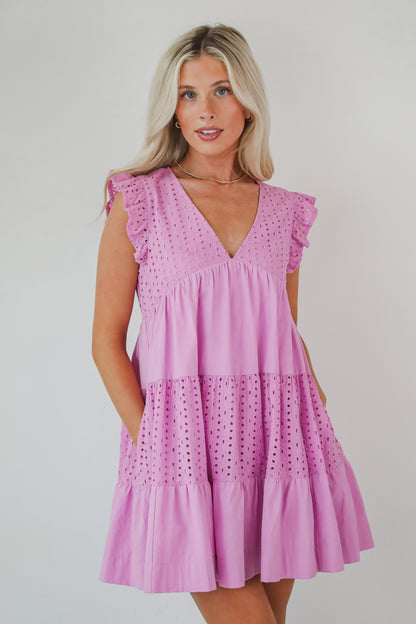 Adorable Tendencies Orchid Eyelet Romper Dress