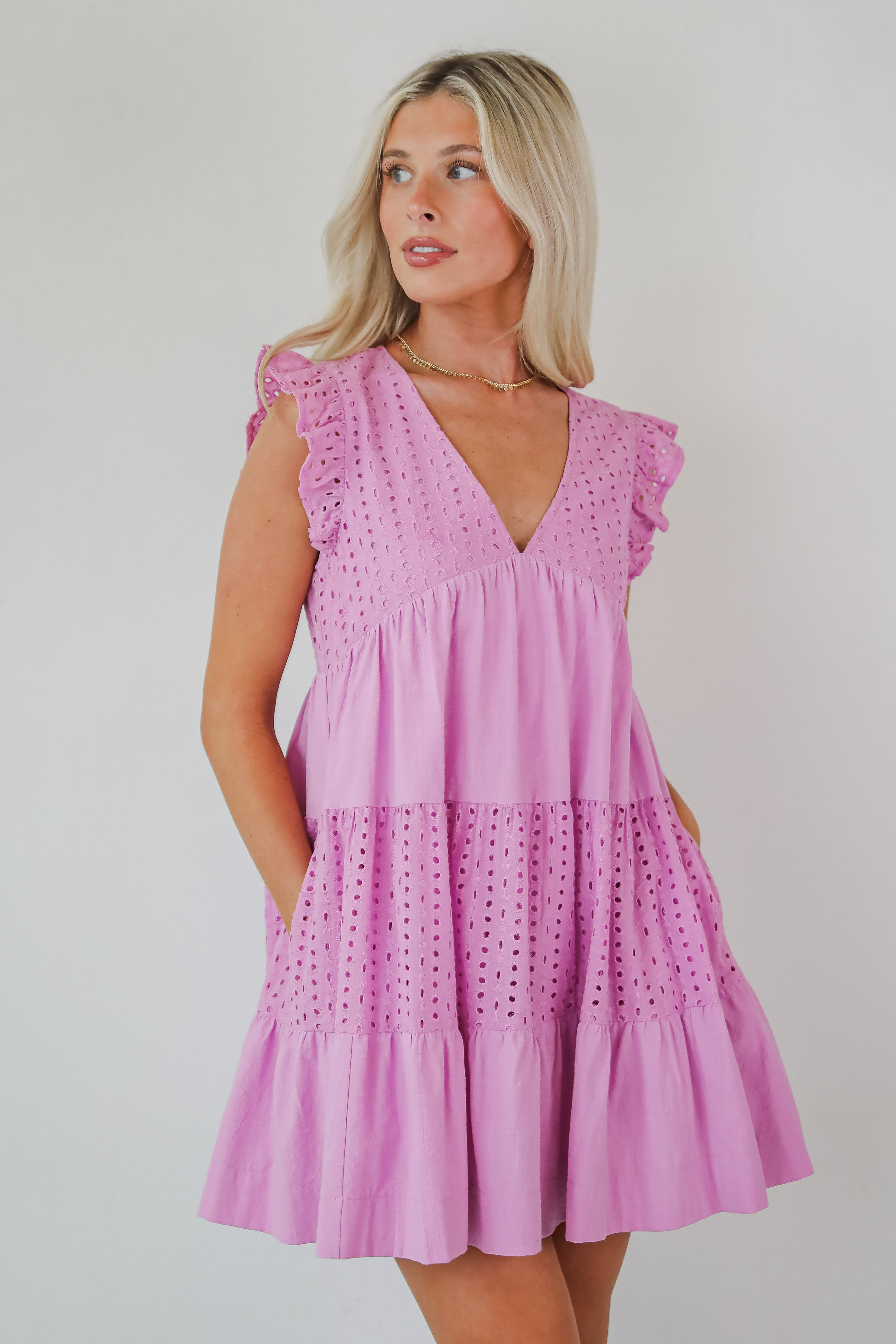 Adorable Tendencies Orchid Eyelet Romper Dress