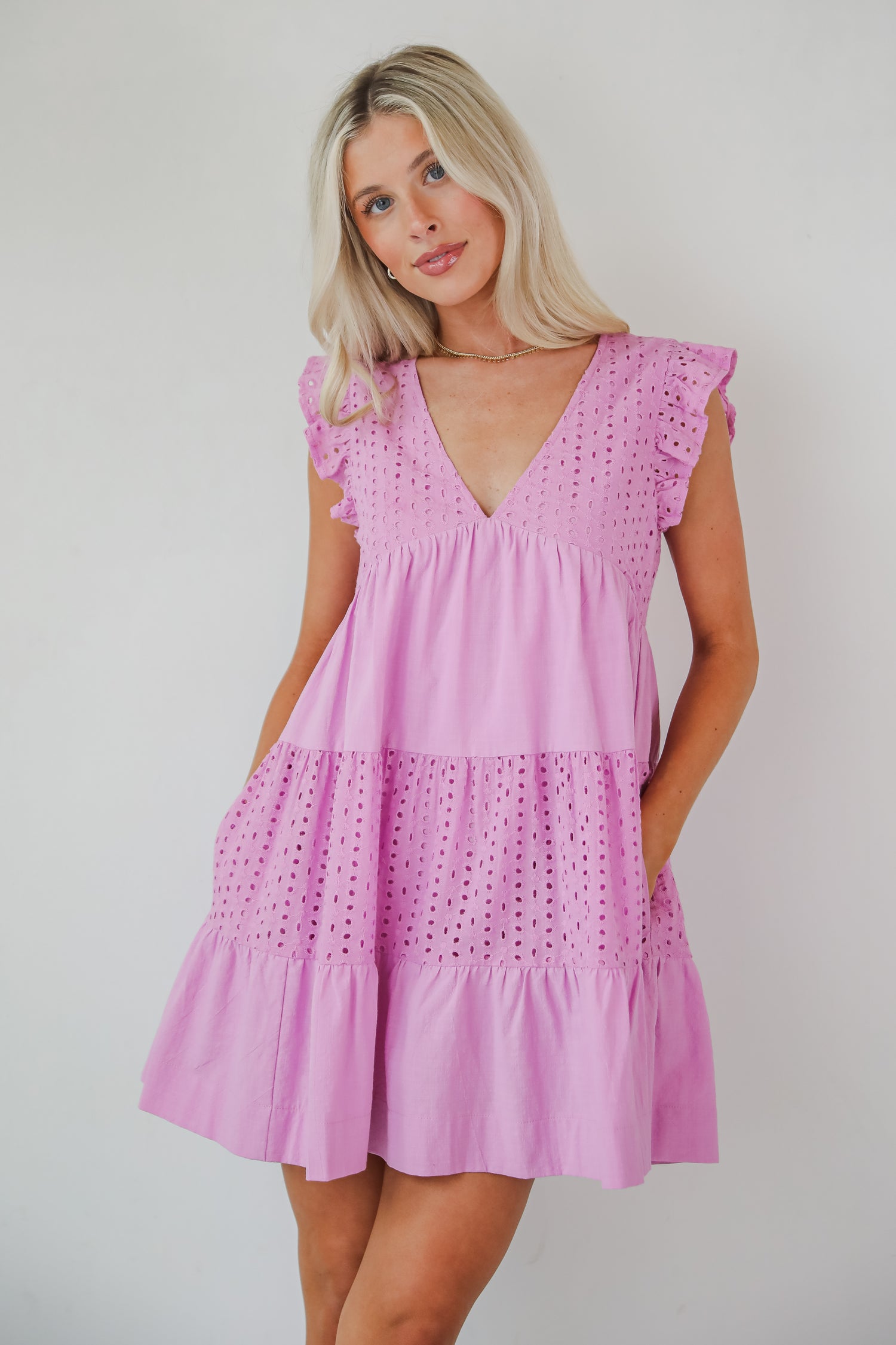 Adorable Tendencies Orchid Eyelet Romper Dress