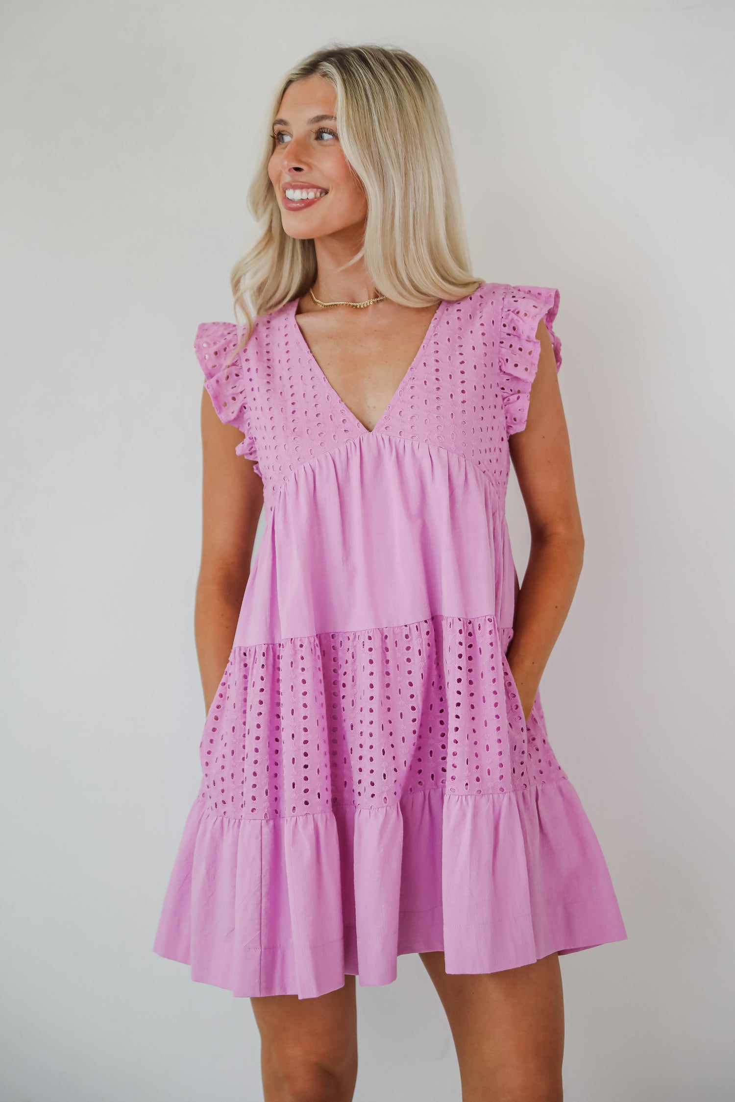 Adorable Tendencies Orchid Eyelet Romper Dress