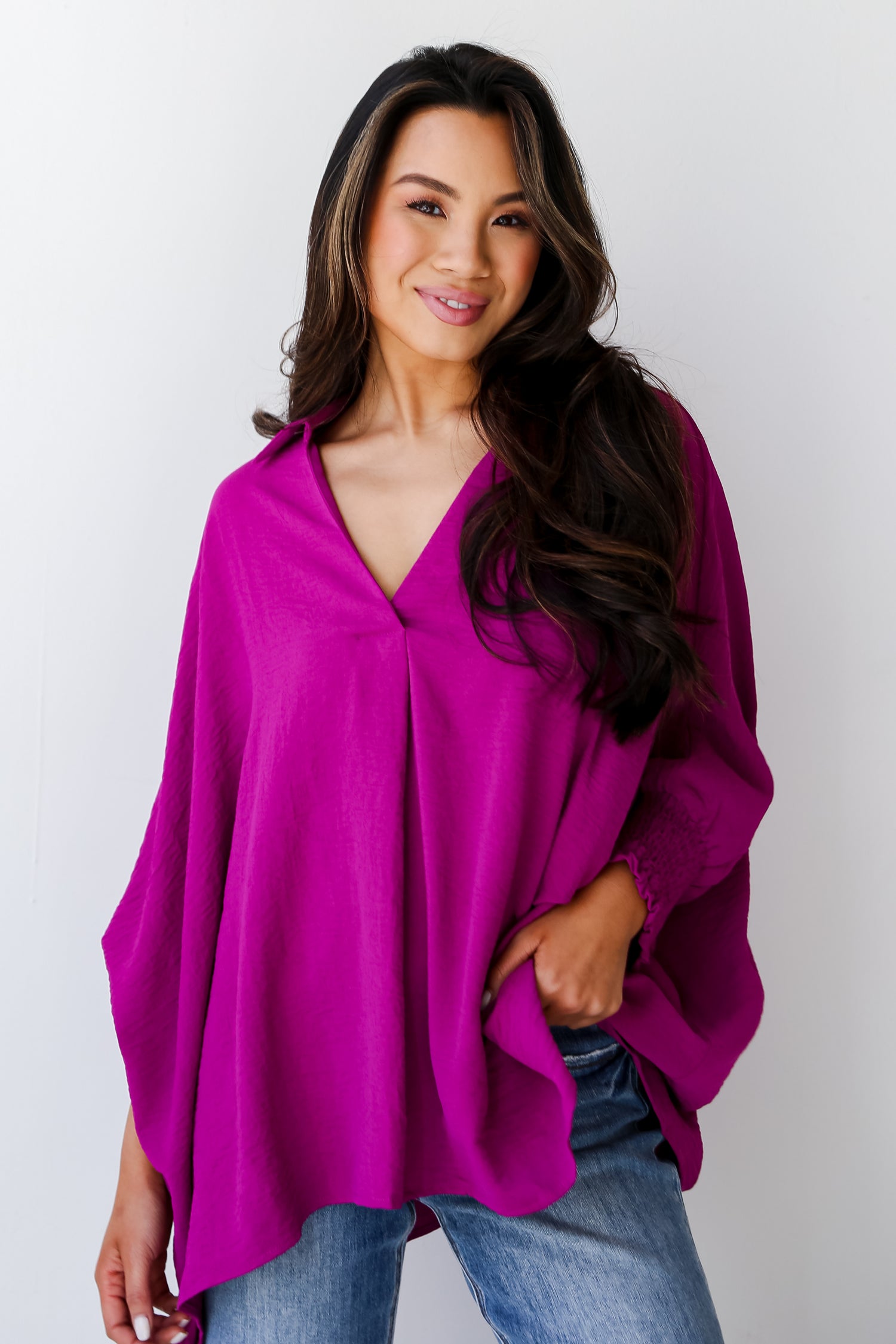 womens magenta blouses