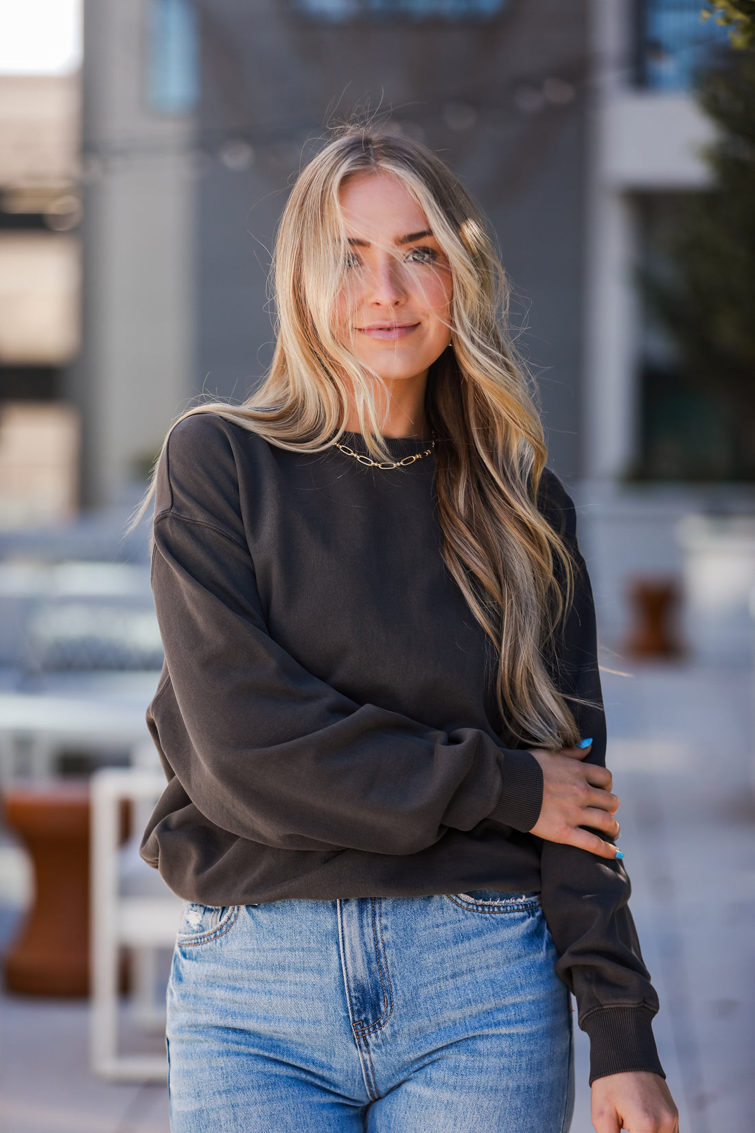 casual charcoal Oversized Pullover