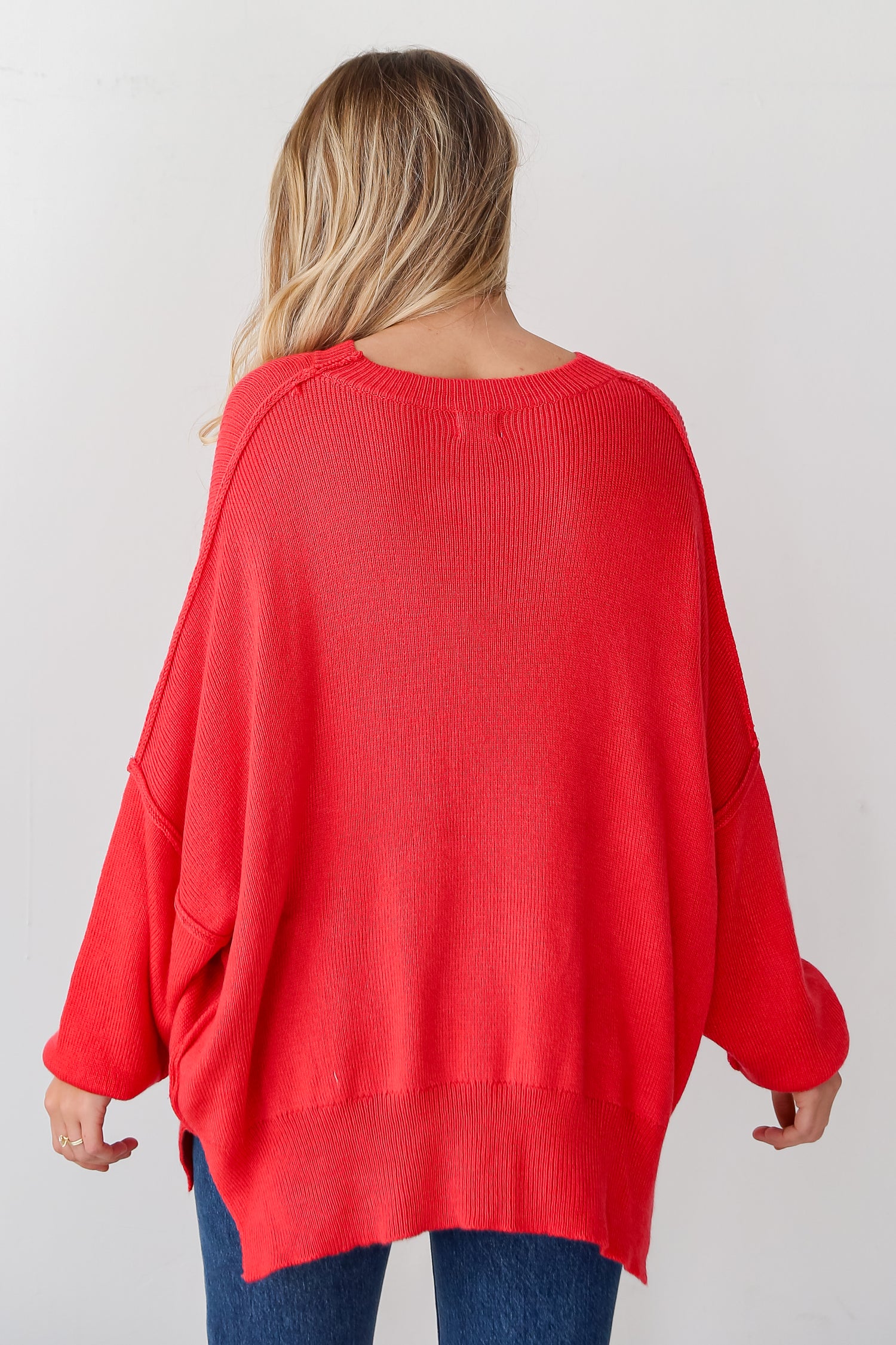 cozy red Oversized Sweater