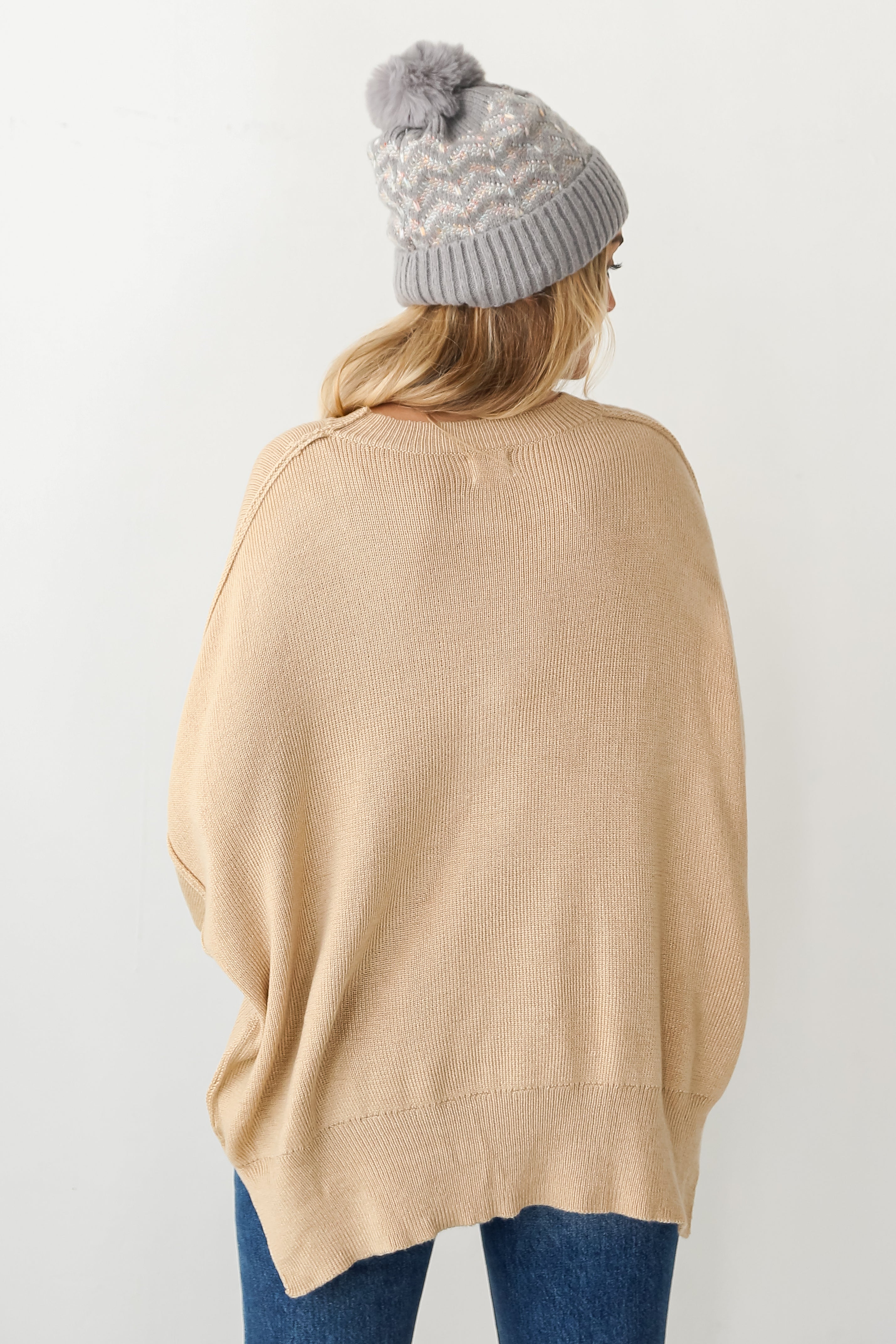 taupe Oversized Sweater back view