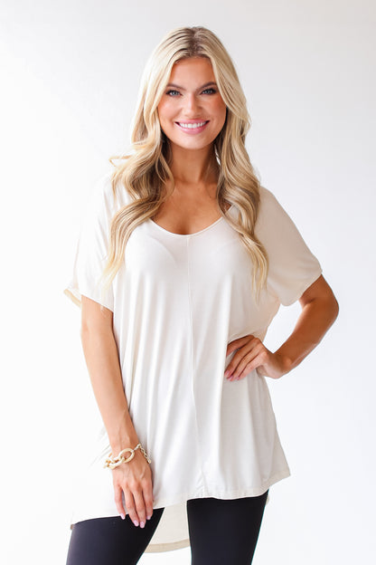 cream Everyday Oversized Tee on dress up model