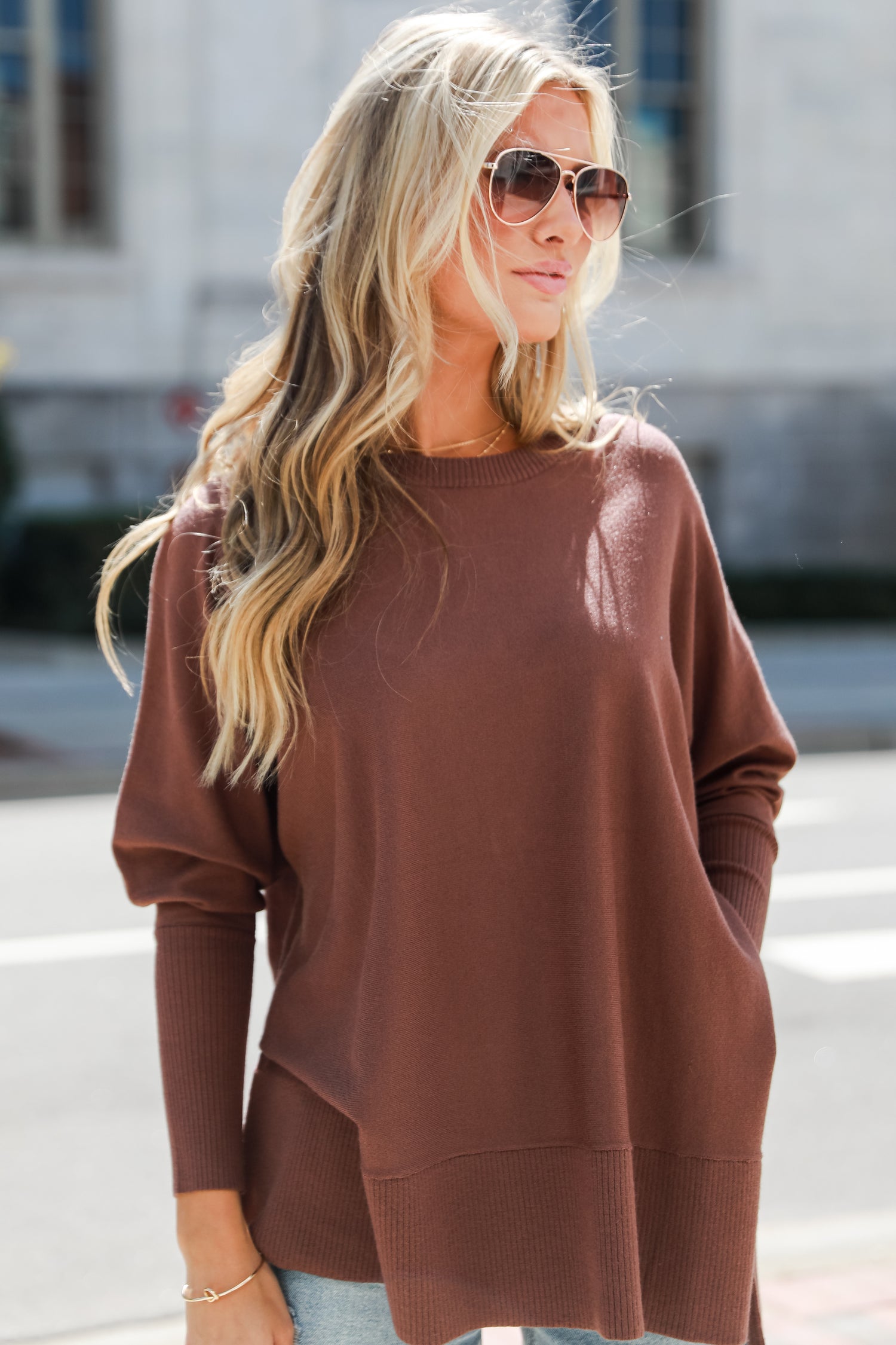 brown Lightweight Knit Sweater