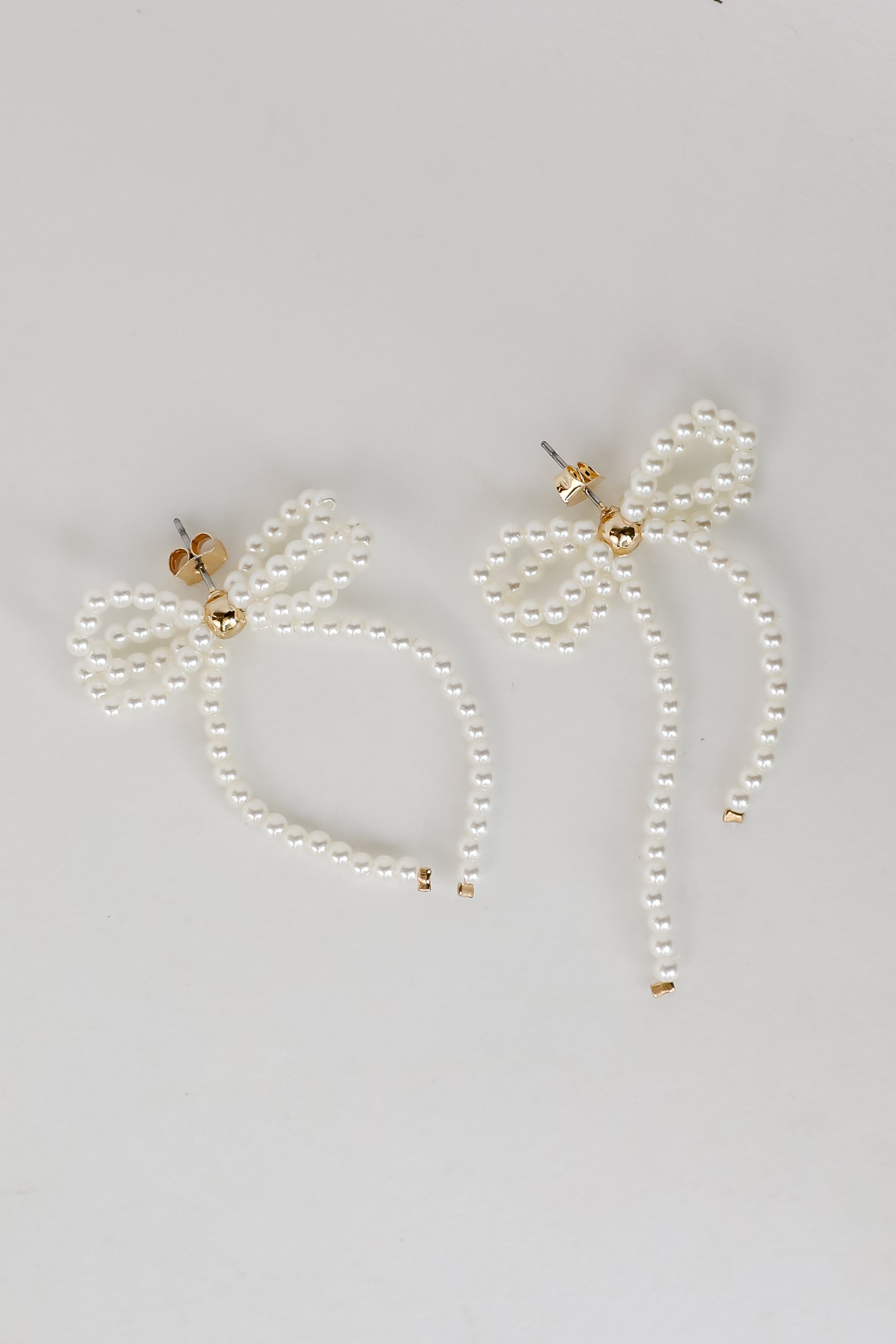 Annie White Pearl Bow Earrings