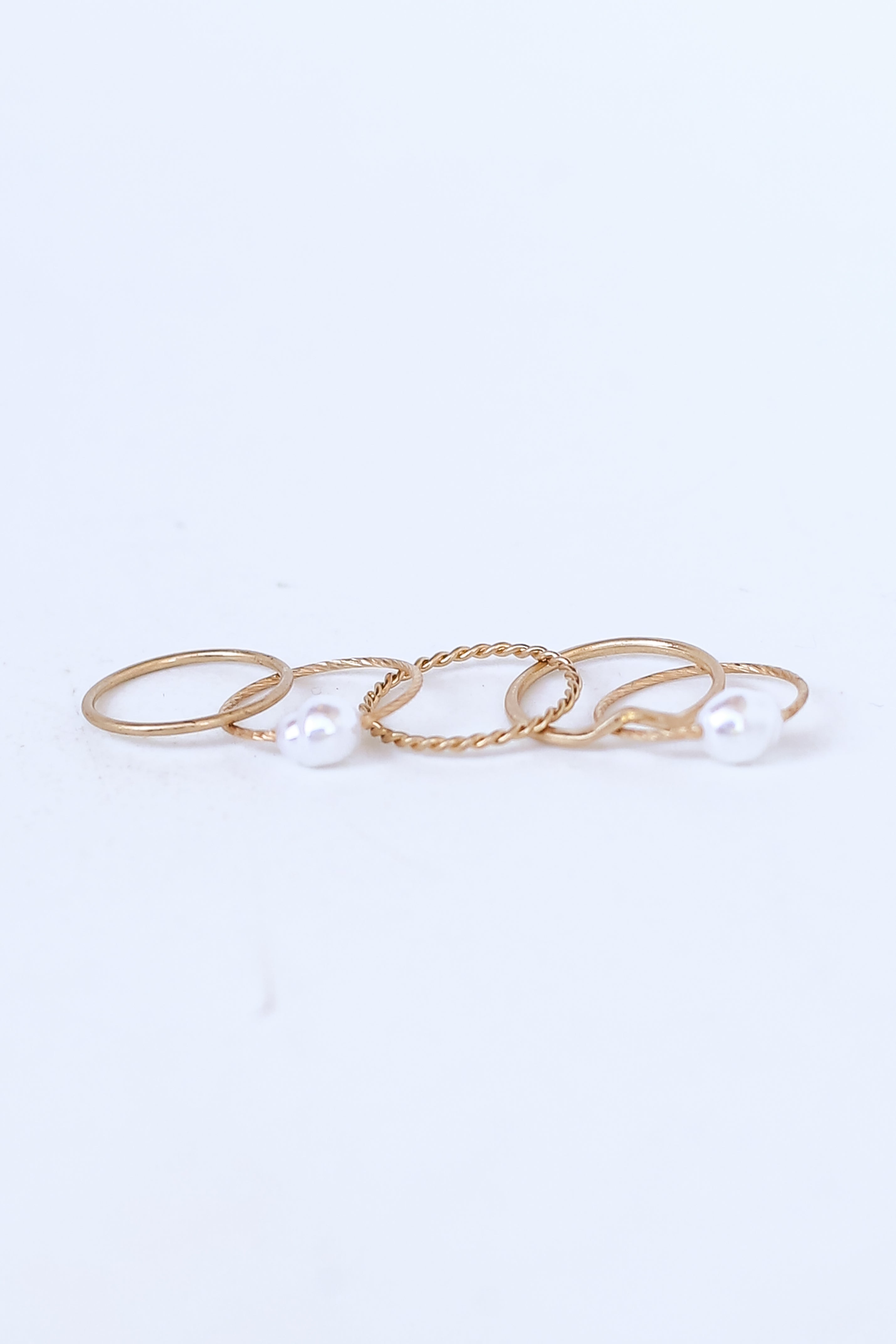 Gold Pearl Ring Set