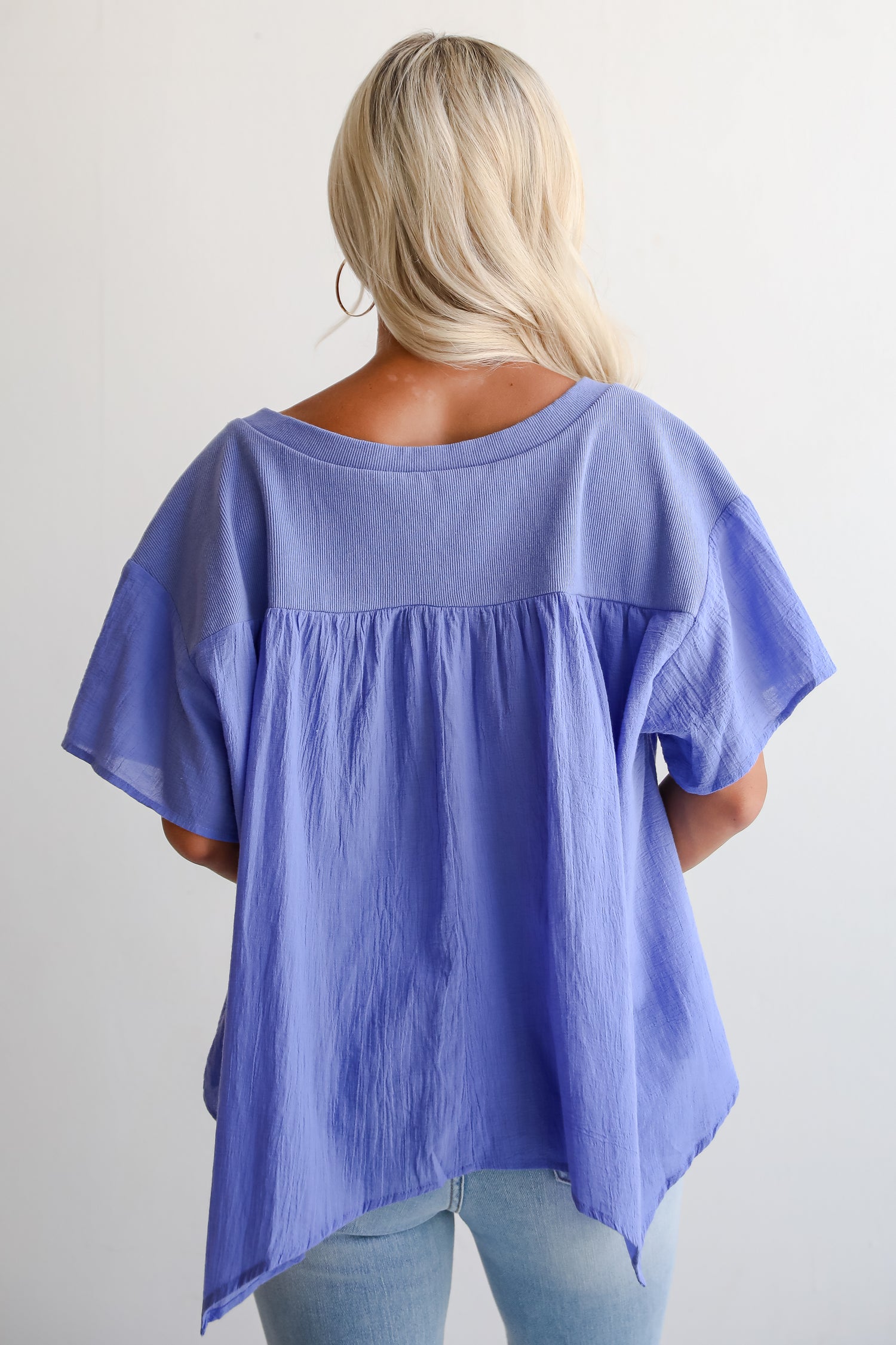 Elevated Tendencies Periwinkle Contrast Blouse