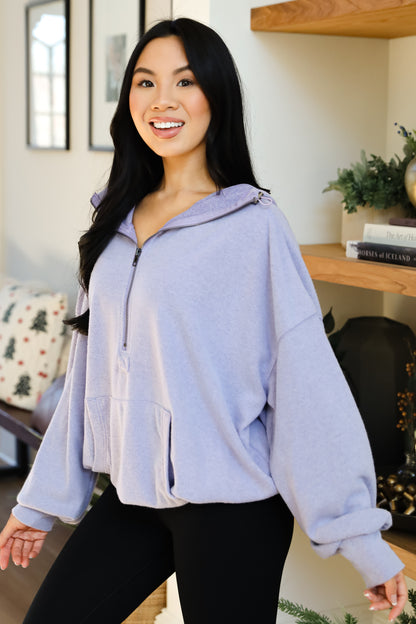 Laidback Days Periwinkle Soft Knit Hooded Pullover