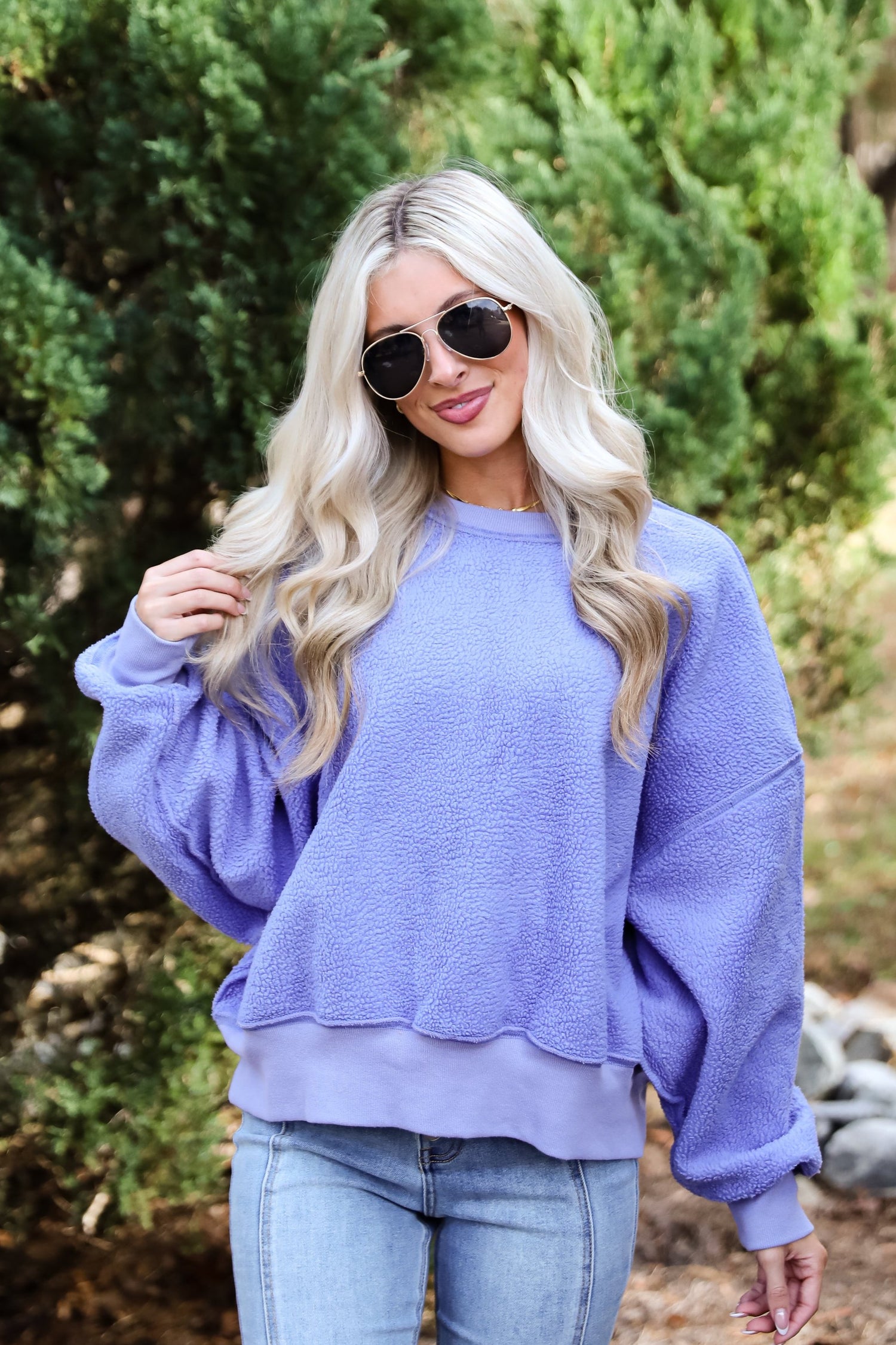 Cutest Consideration Periwinkle Sherpa Pullover