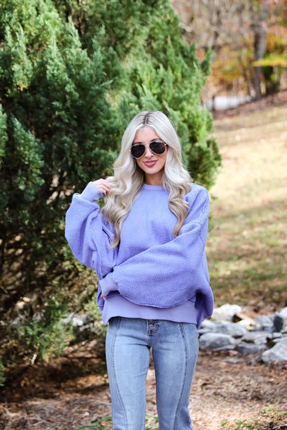 Cutest Consideration Periwinkle Sherpa Pullover