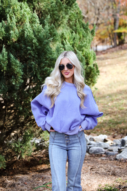 Cutest Consideration Periwinkle Sherpa Pullover