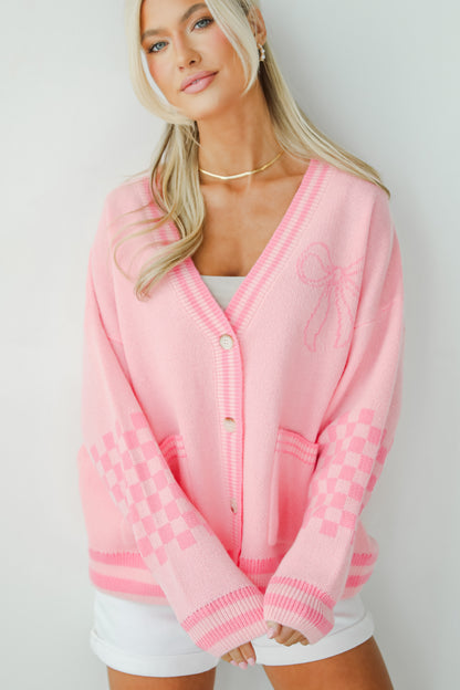 Lovable Favorite Pink Bow Sweater Cardigan