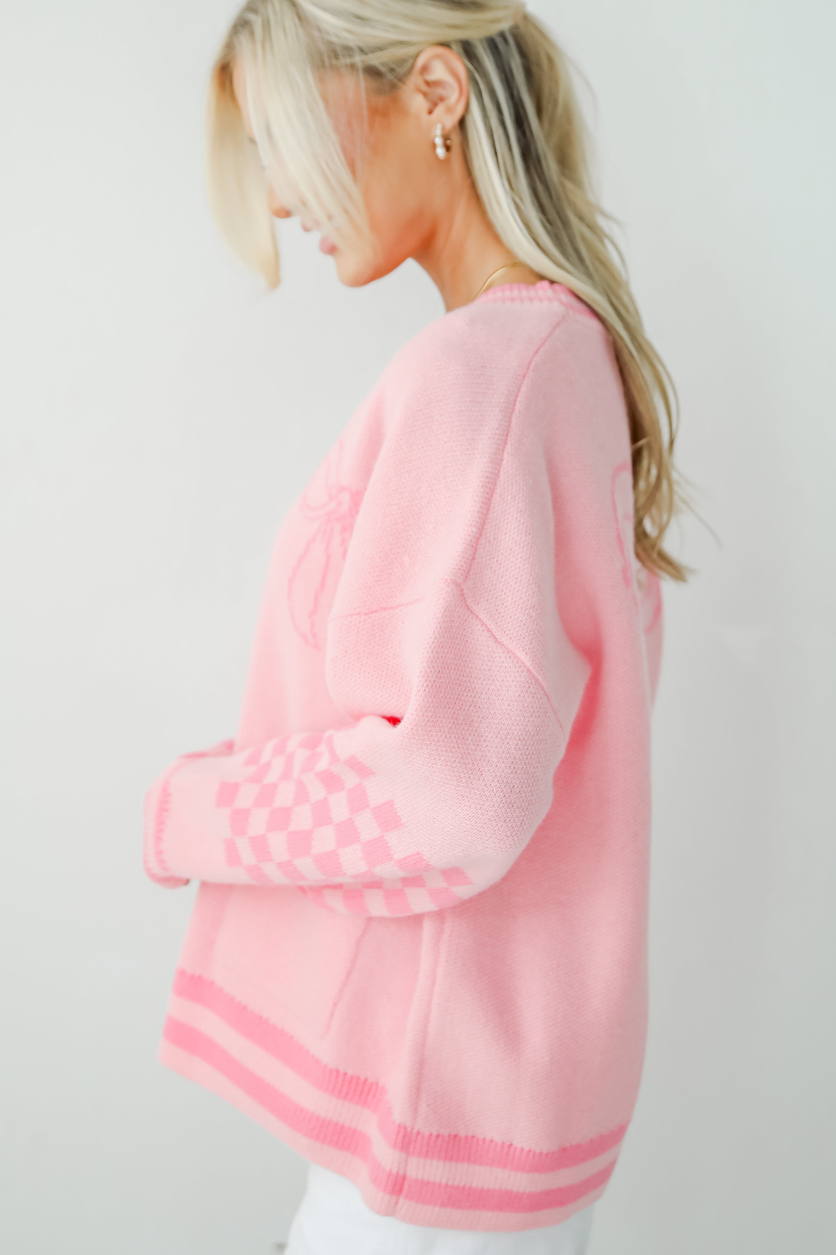 Lovable Favorite Pink Bow Sweater Cardigan