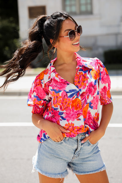 Profound Poise Pink Floral Blouse