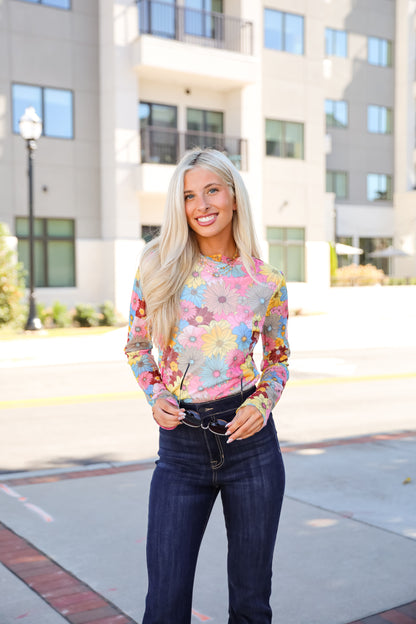 Notoriously Fabulous Pink Floral Mesh Top