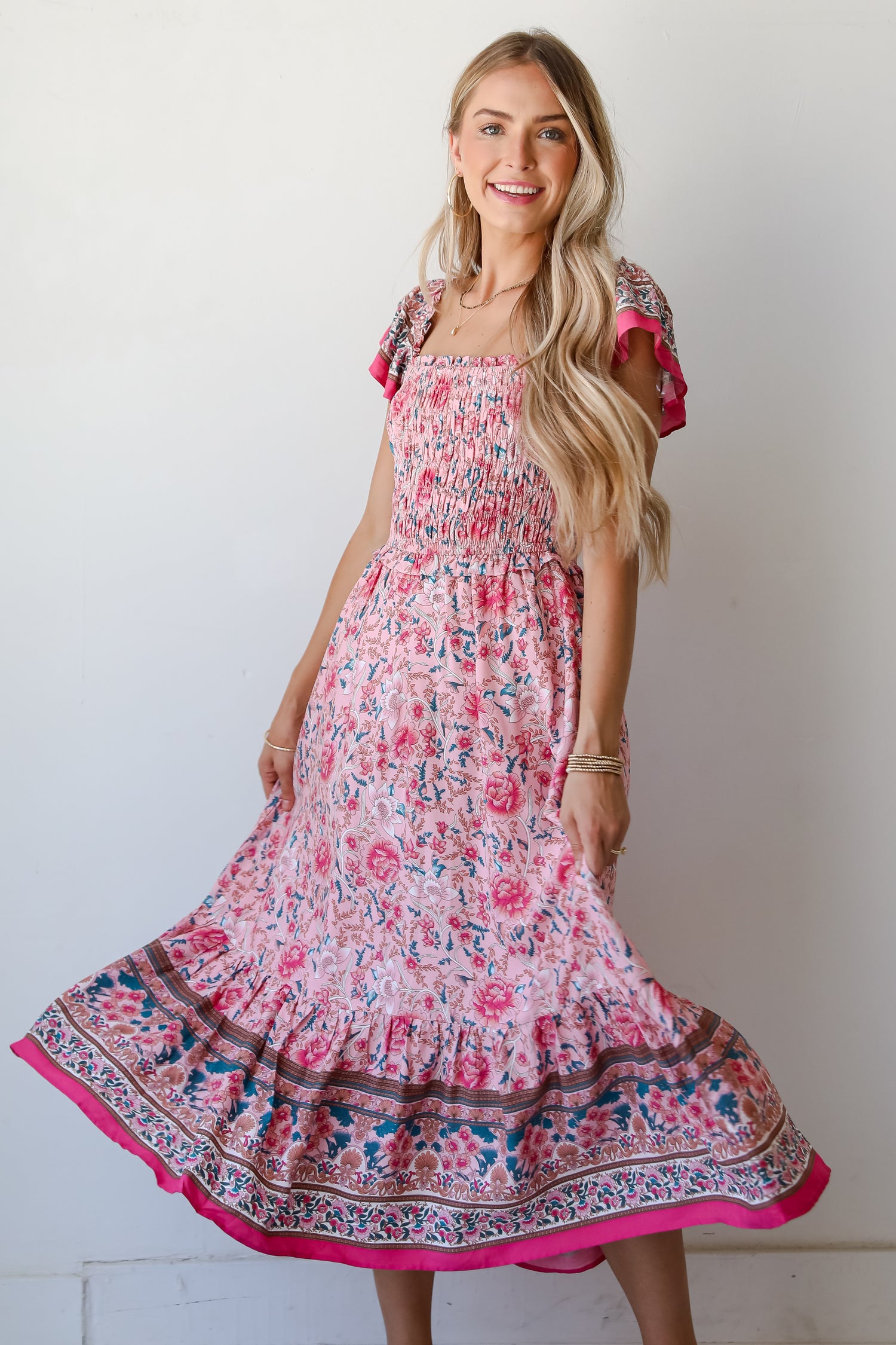 Darling Behavior Blush Floral Maxi Dress