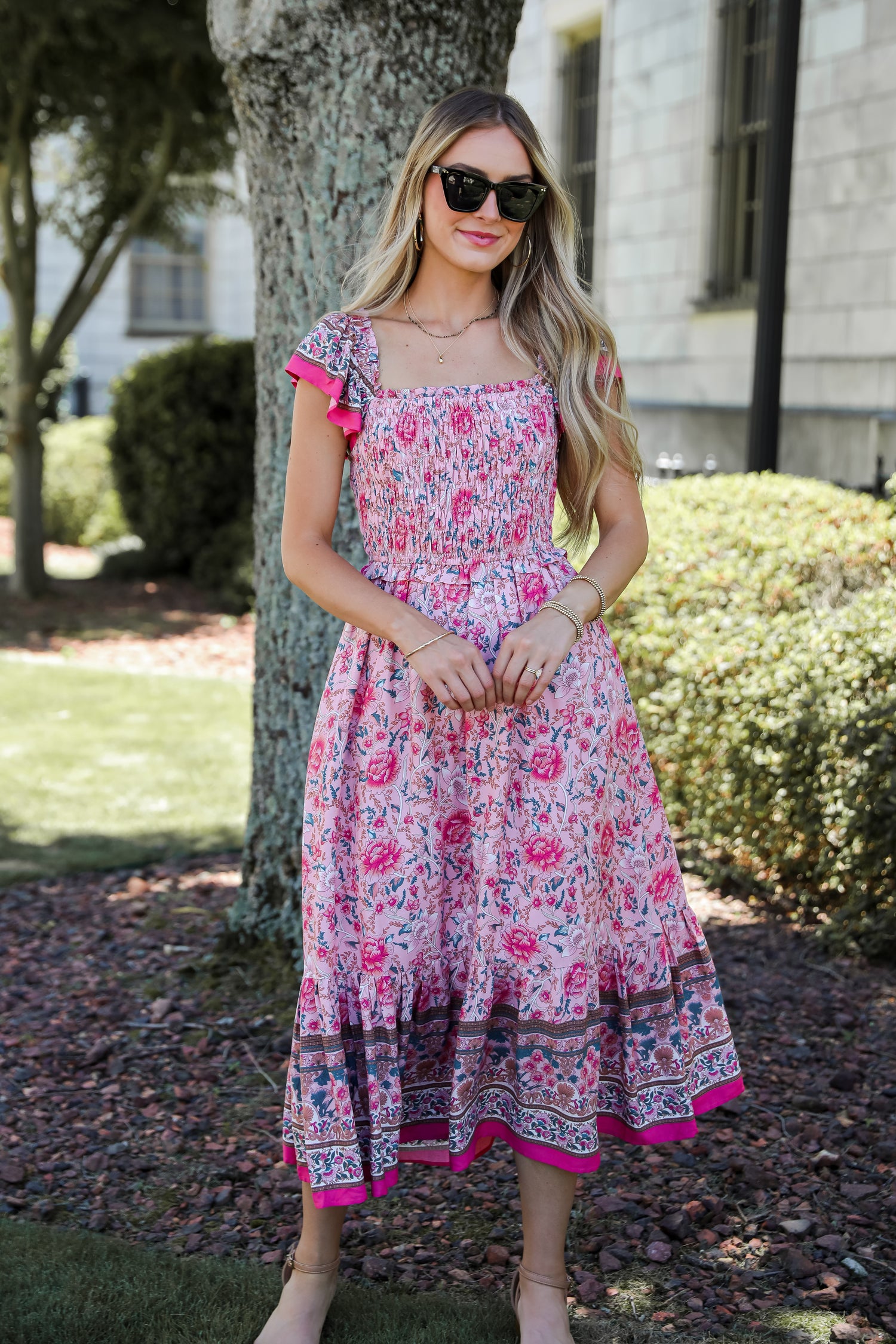 Darling Behavior Blush Floral Maxi Dress