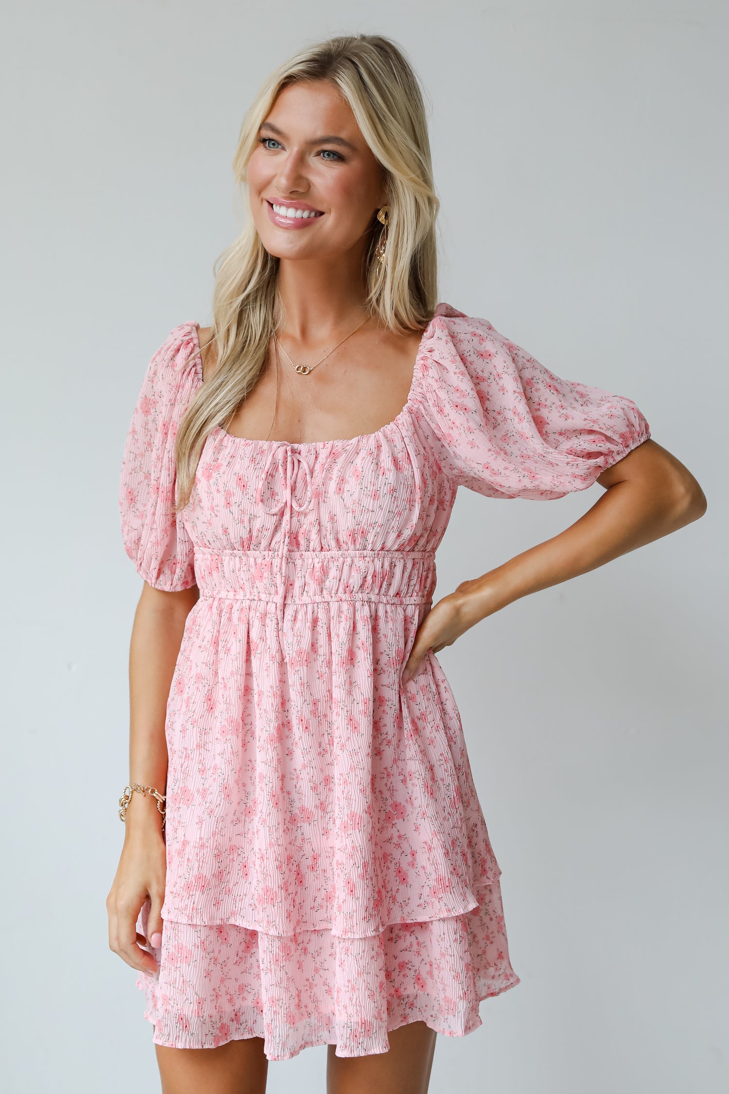 Curated Style Blush Floral Mini Dress