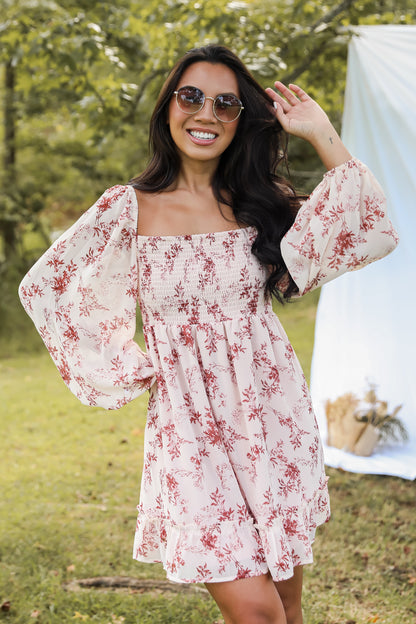 Authentic Glamour Blush Floral Mini Dress