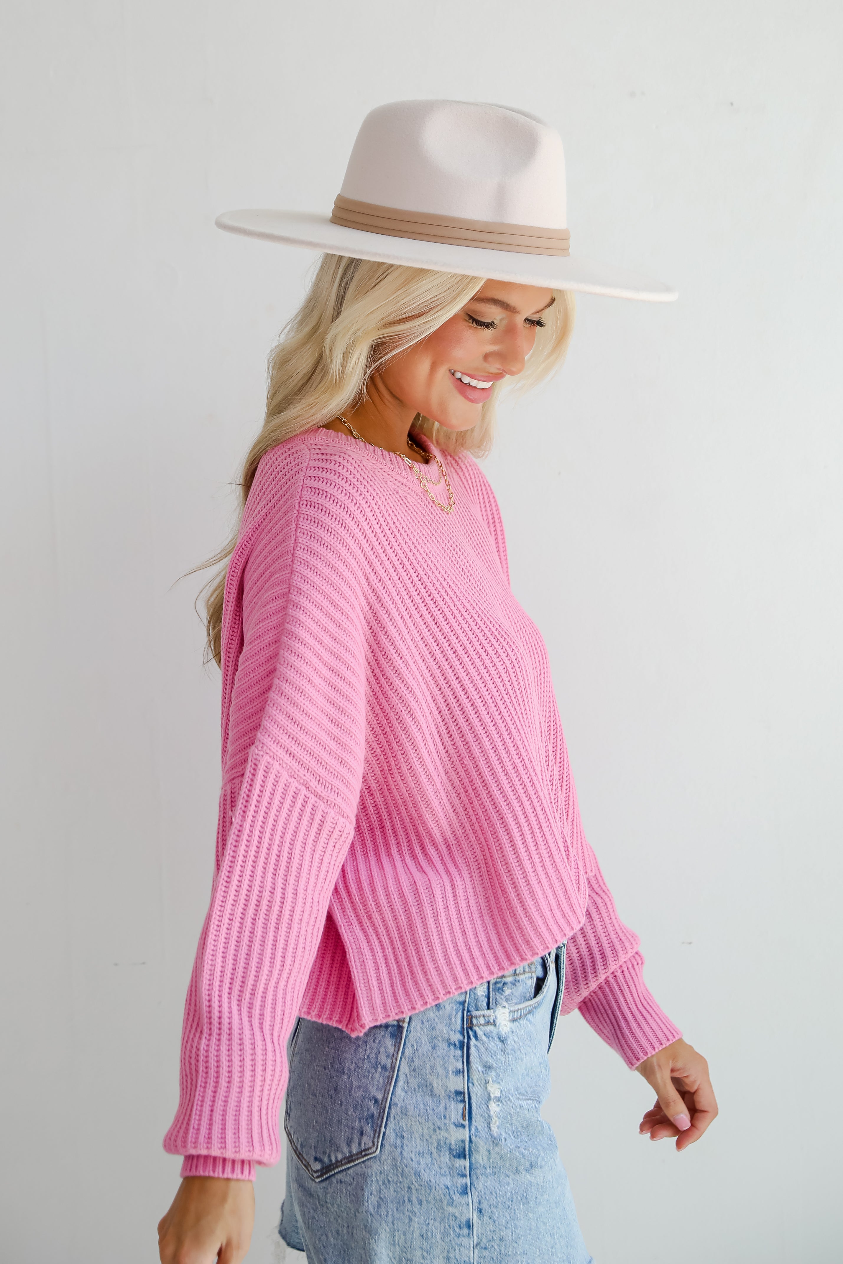 Demure Sweetheart Pink Sweater