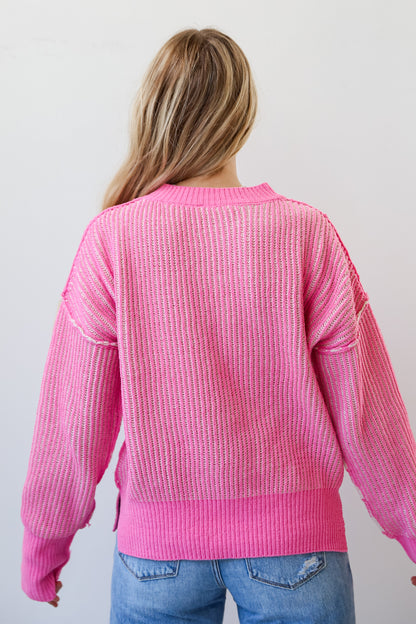 Pink Oversized Sweater for women