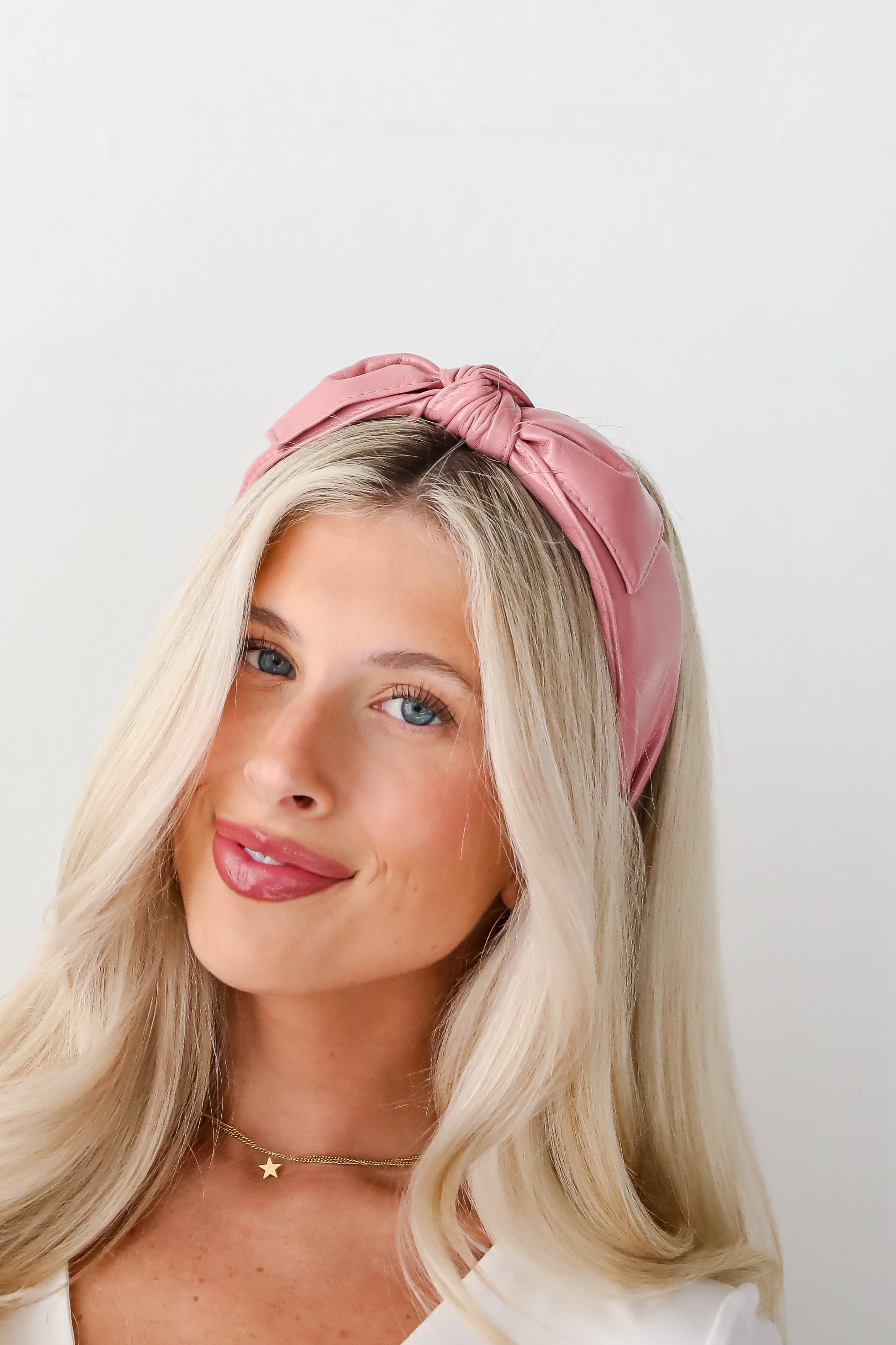 Poised Finish Leather Bow Headband