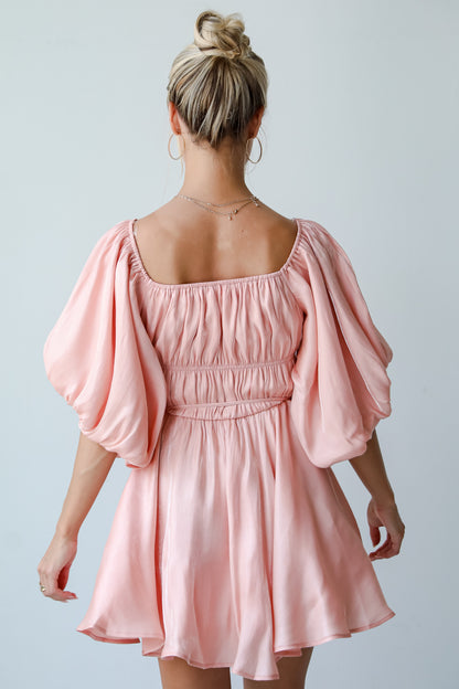 Indescribable Glow Blush Puff Sleeve Mini Dress