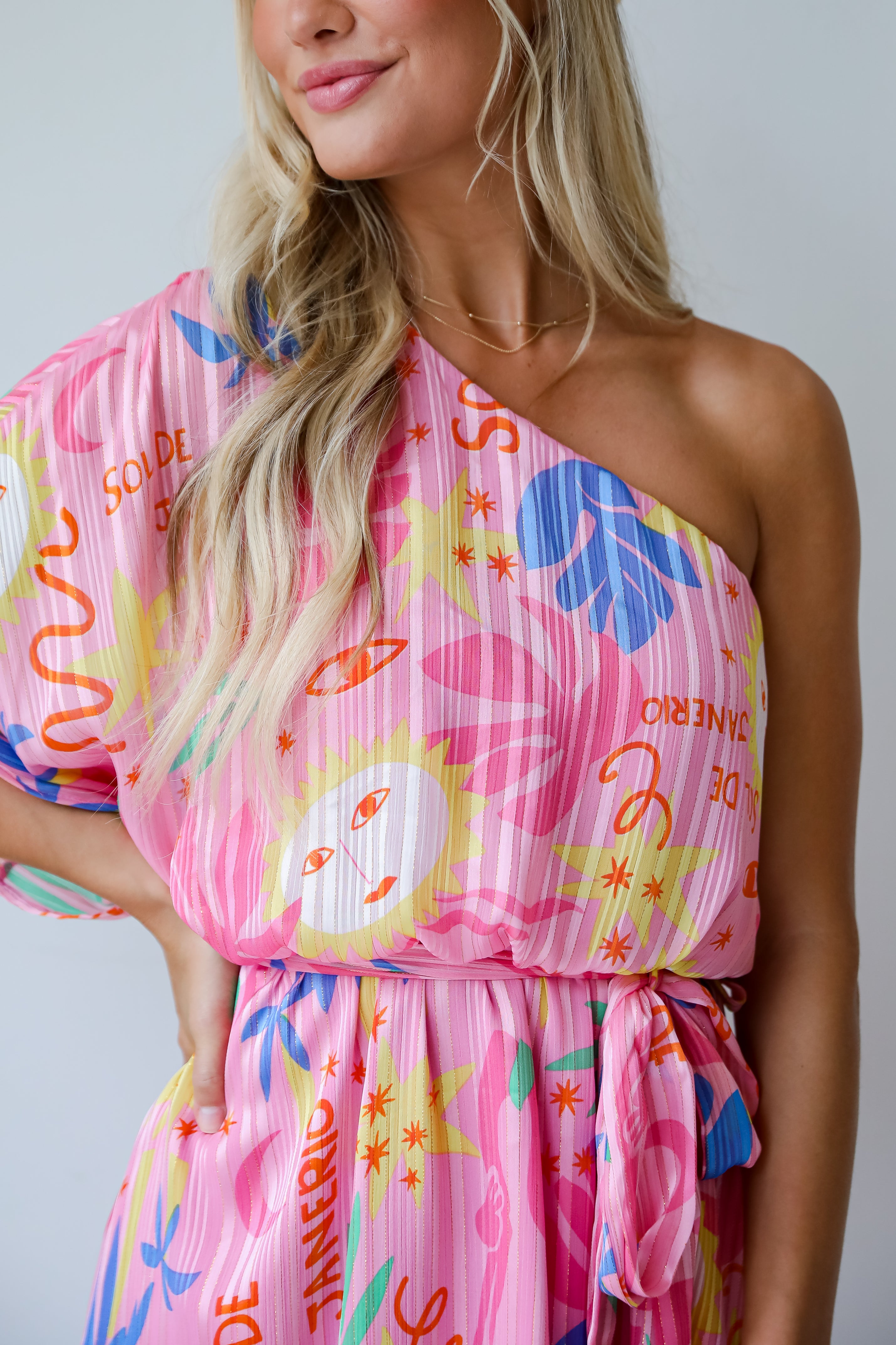 Sol De Janeiro Pink One-Shoulder Mini Dress