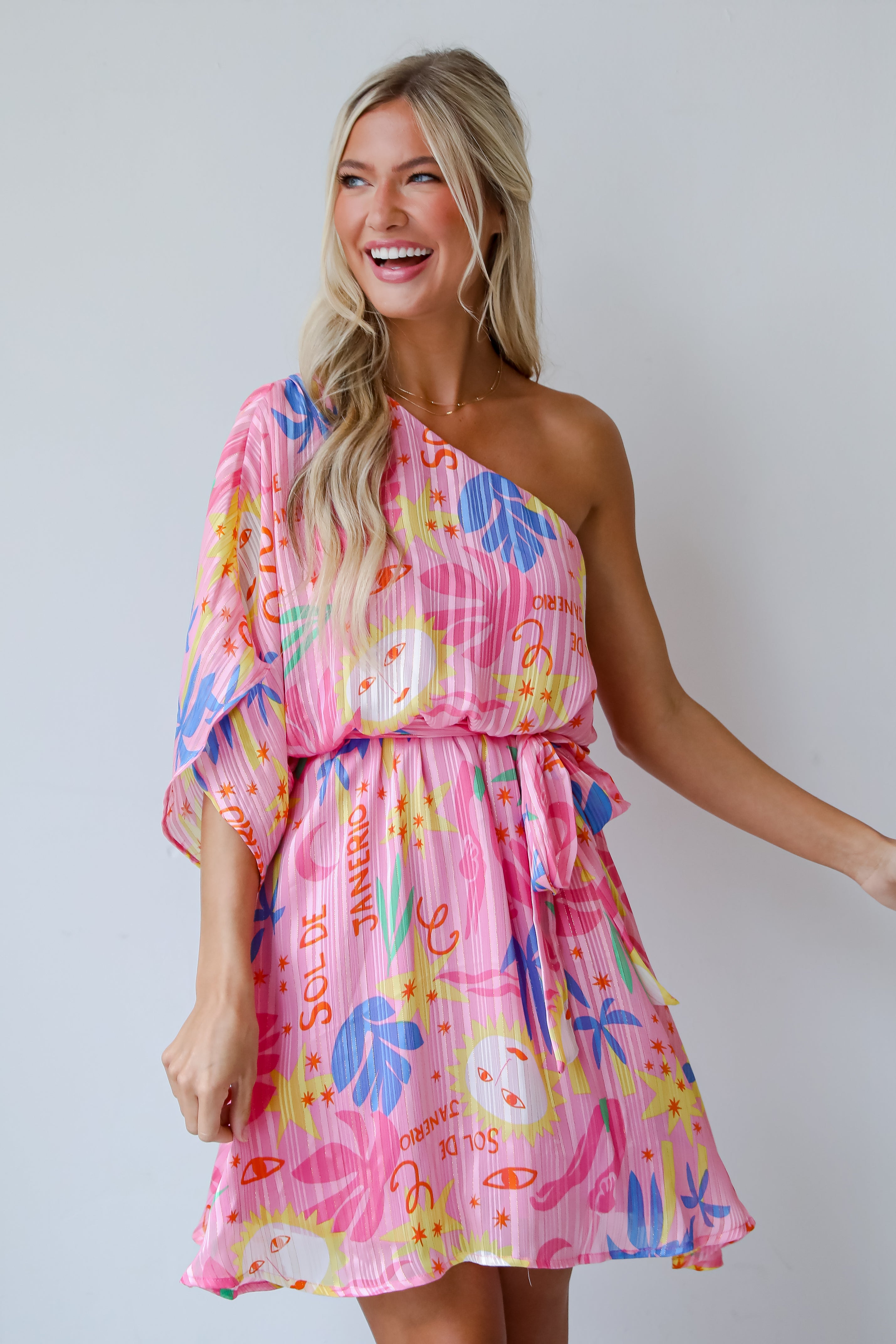 Sol De Janeiro Pink One-Shoulder Mini Dress