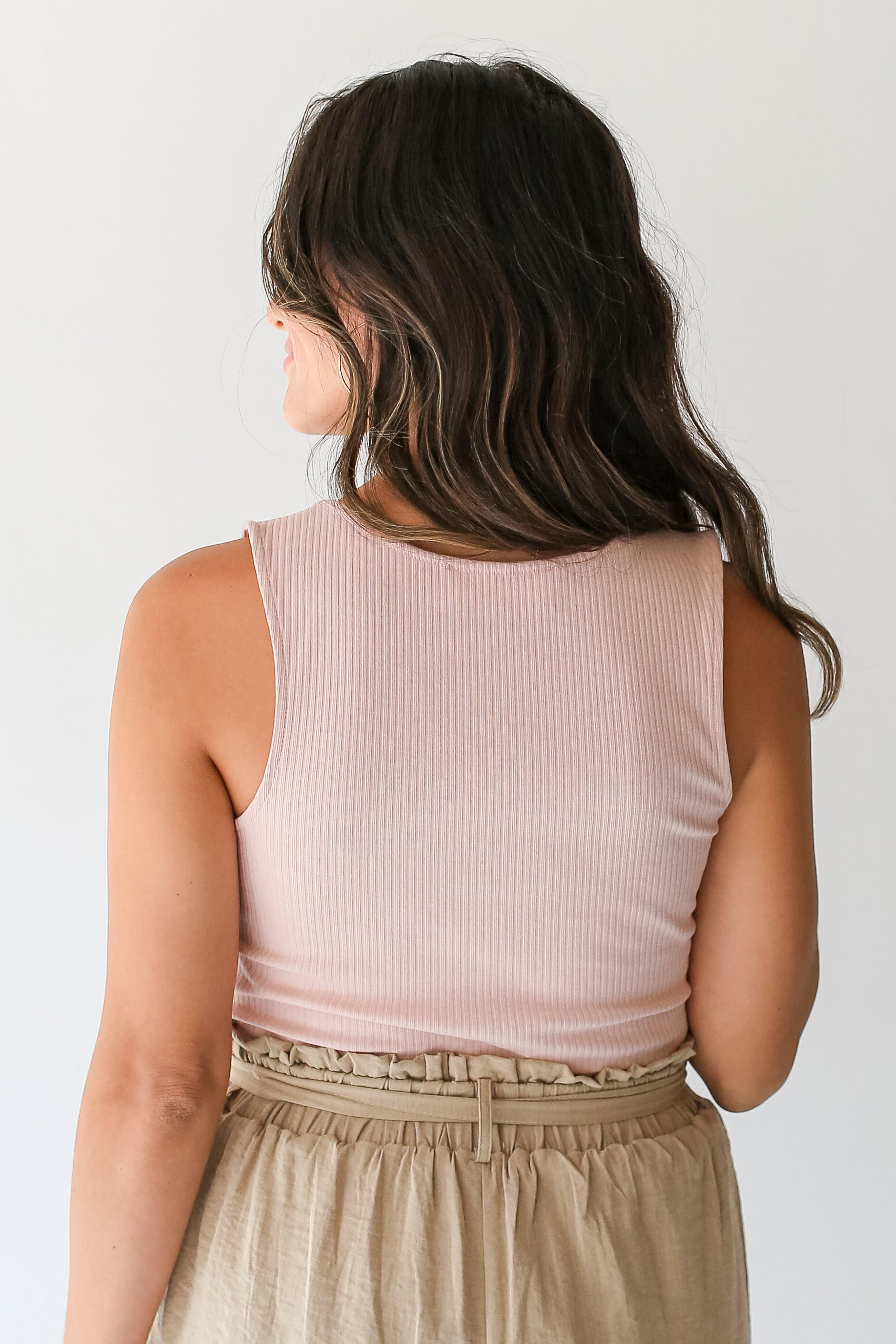 blush Ribbed Bodysuit back view