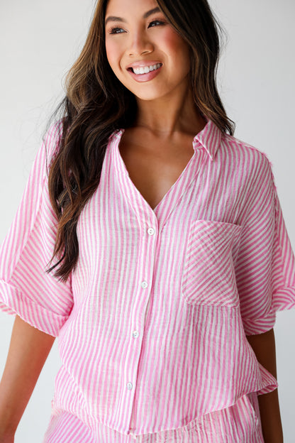 pink Seersucker Blouse