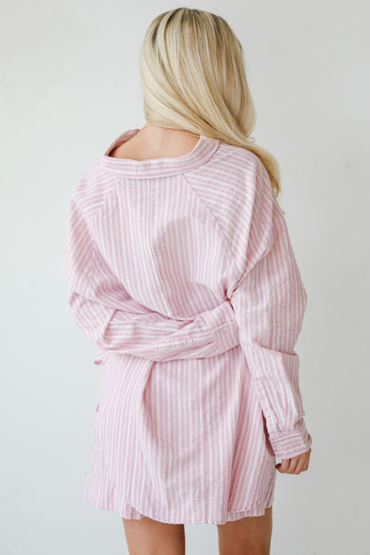 Thriving Sunshine Pink Striped Button-Up Blouse