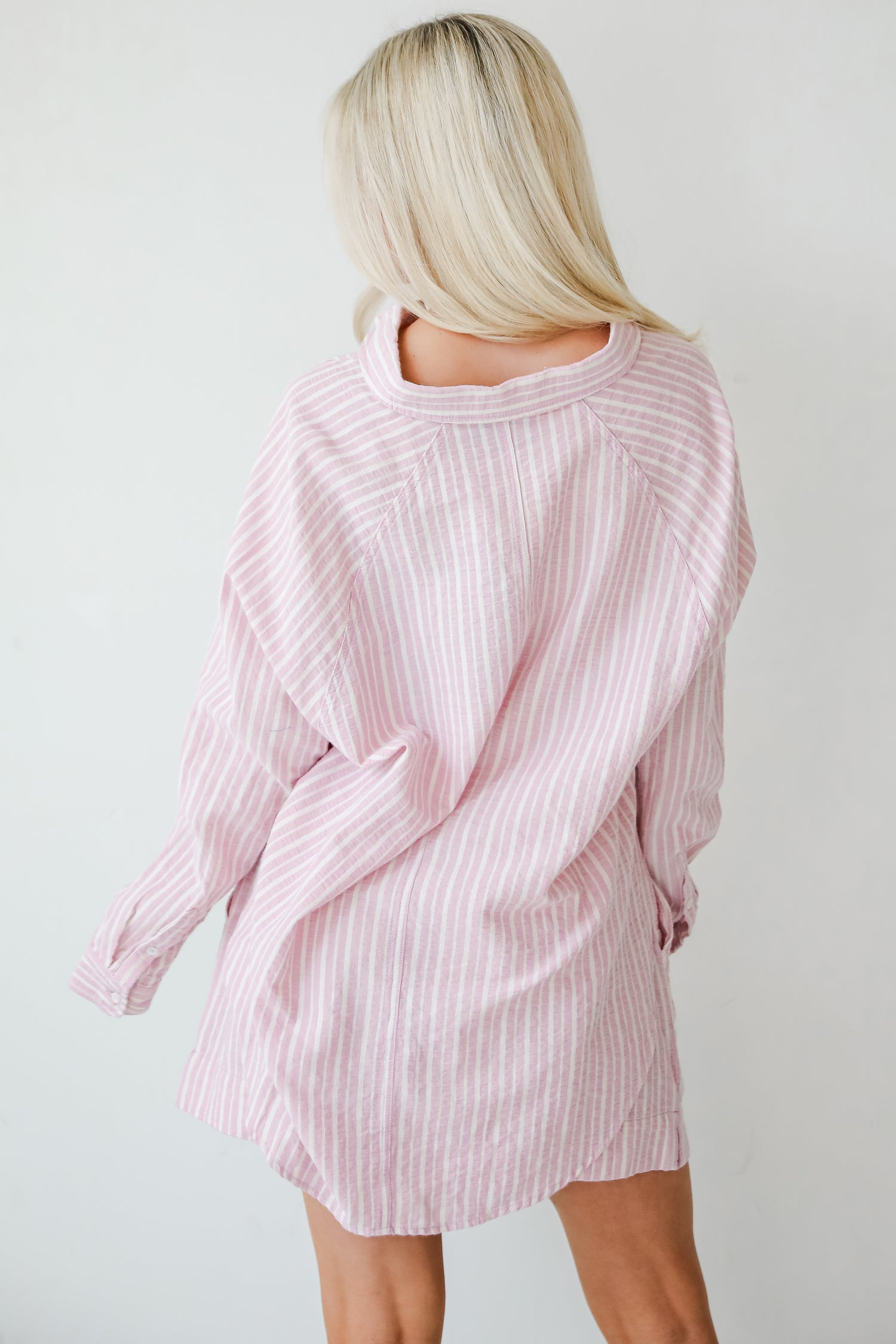 Thriving Sunshine Pink Striped Button-Up Blouse