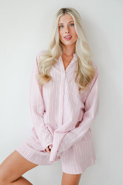 Thriving Sunshine Pink Striped Button-Up Blouse