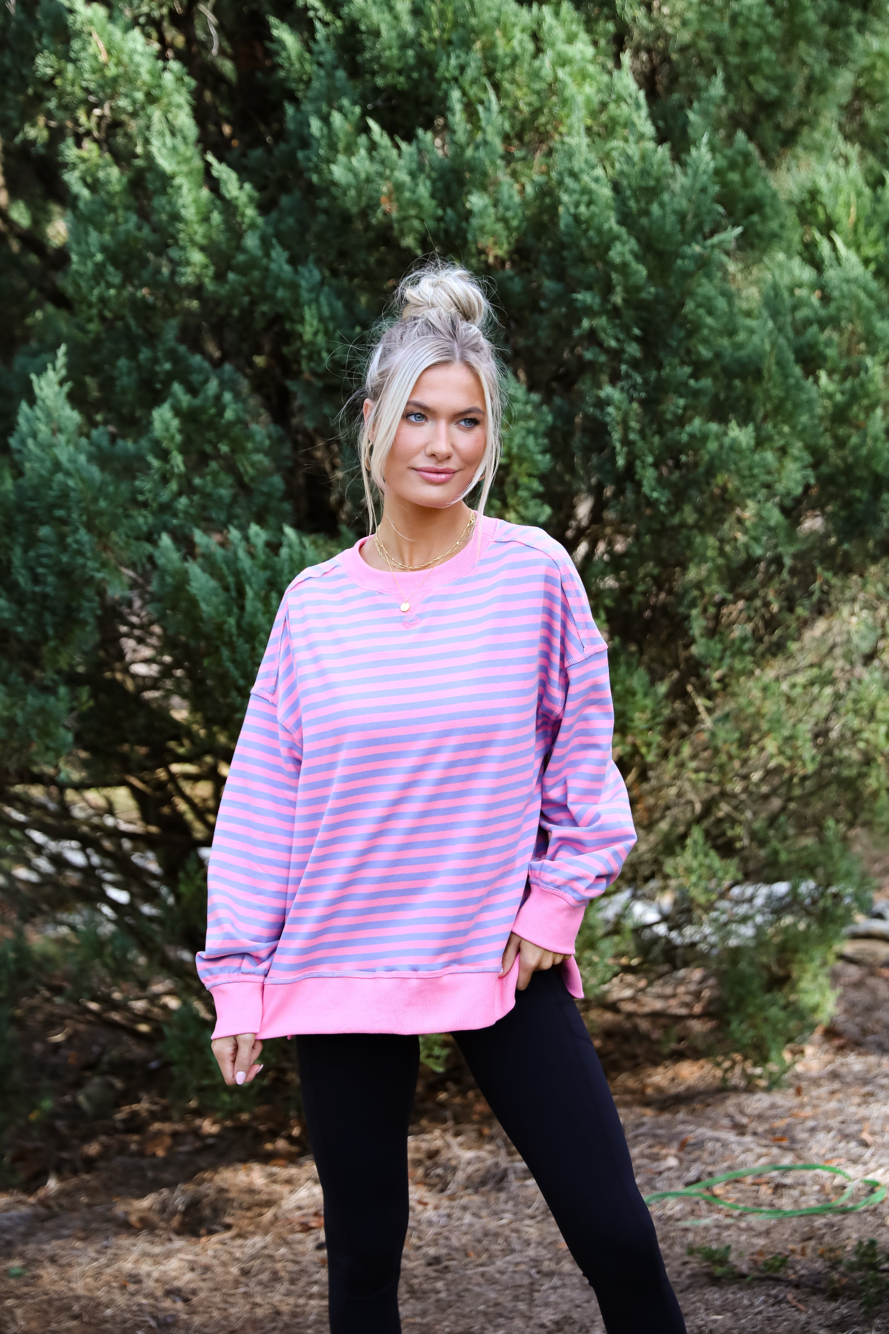 Ideal Crush Pink Striped Pullover