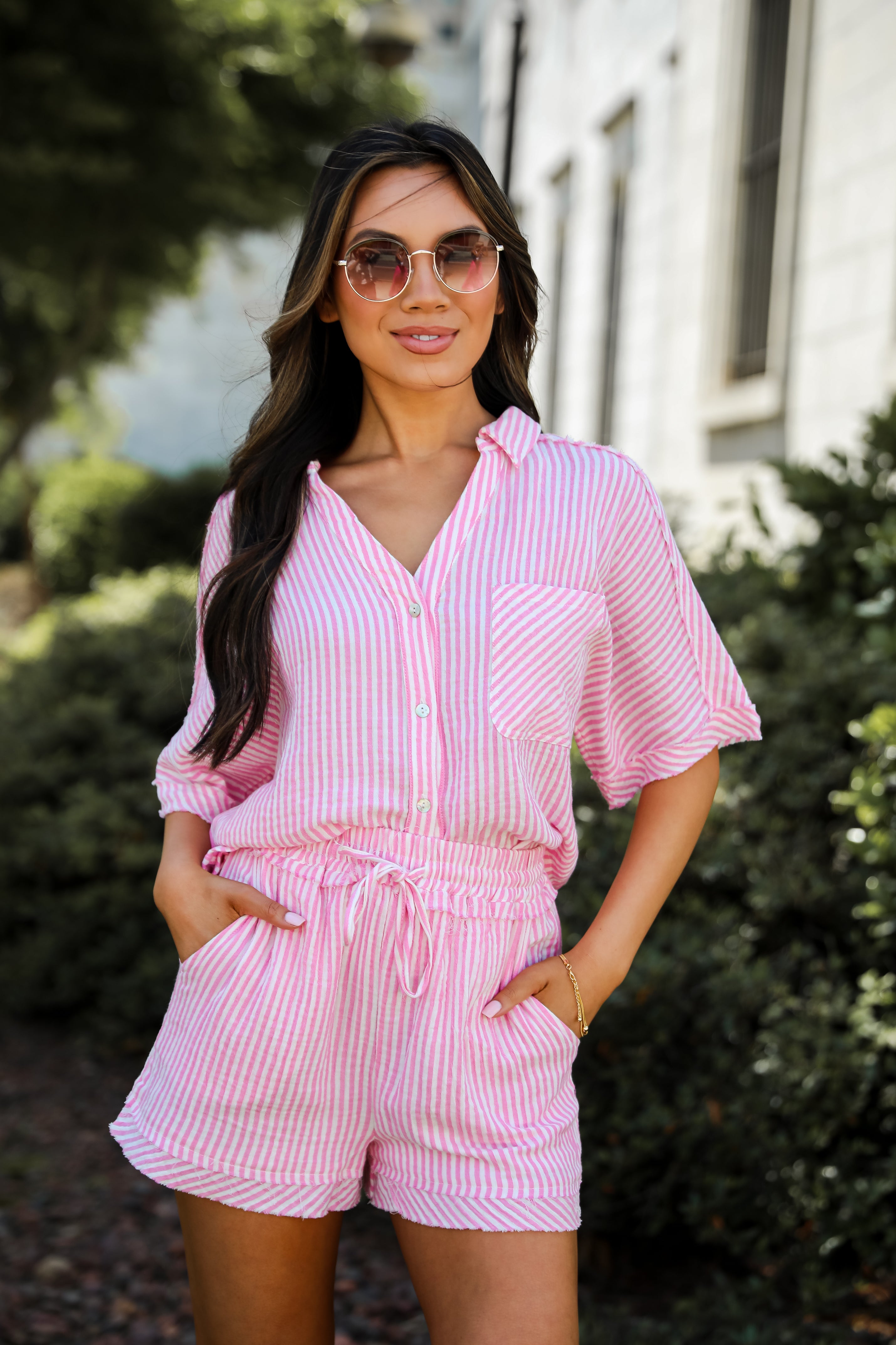 pink Seersucker Shorts