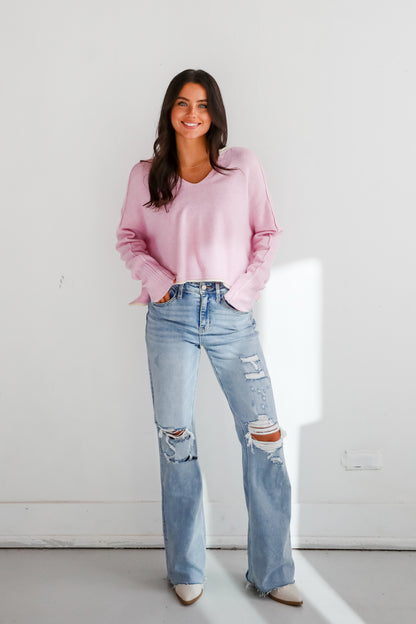 Absolutely Snuggly Light Pink Sweater