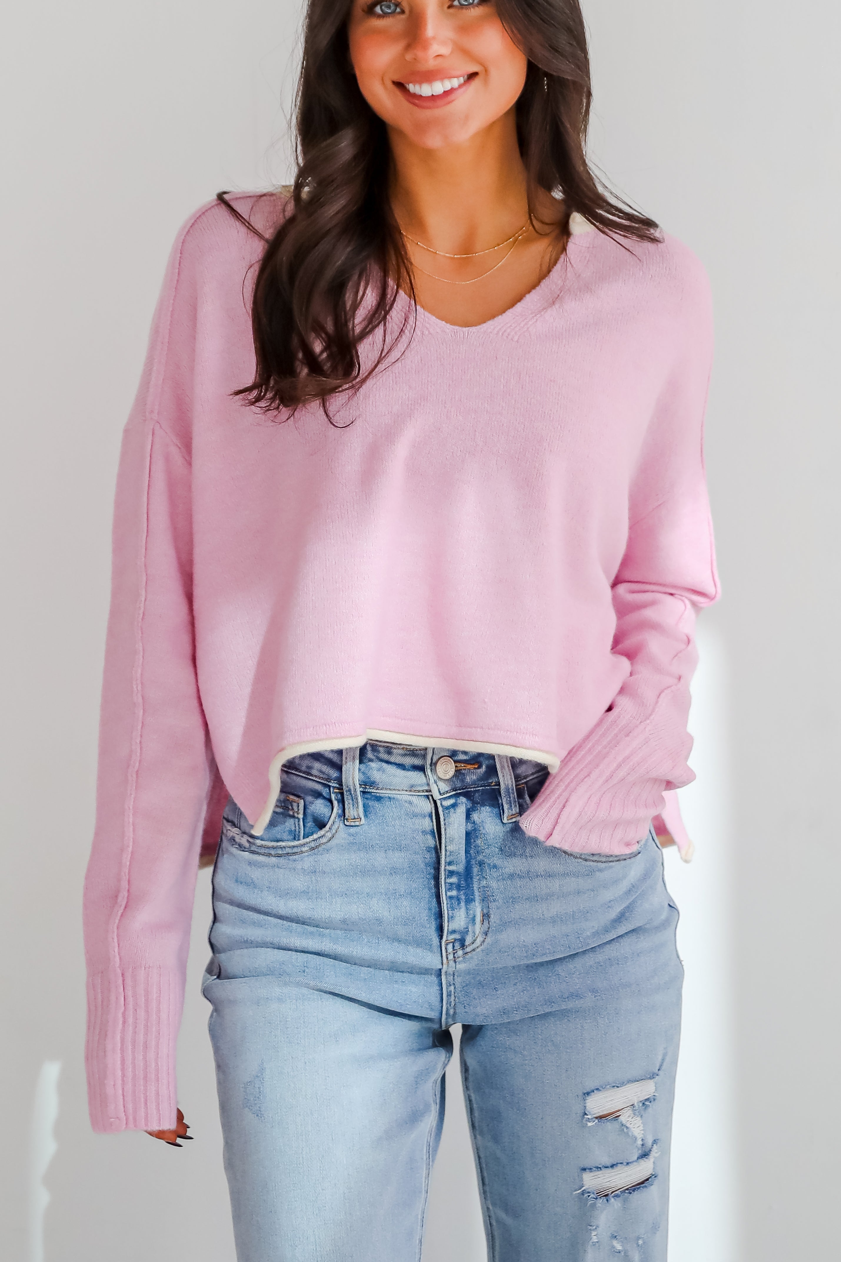 Absolutely Snuggly Light Pink Sweater