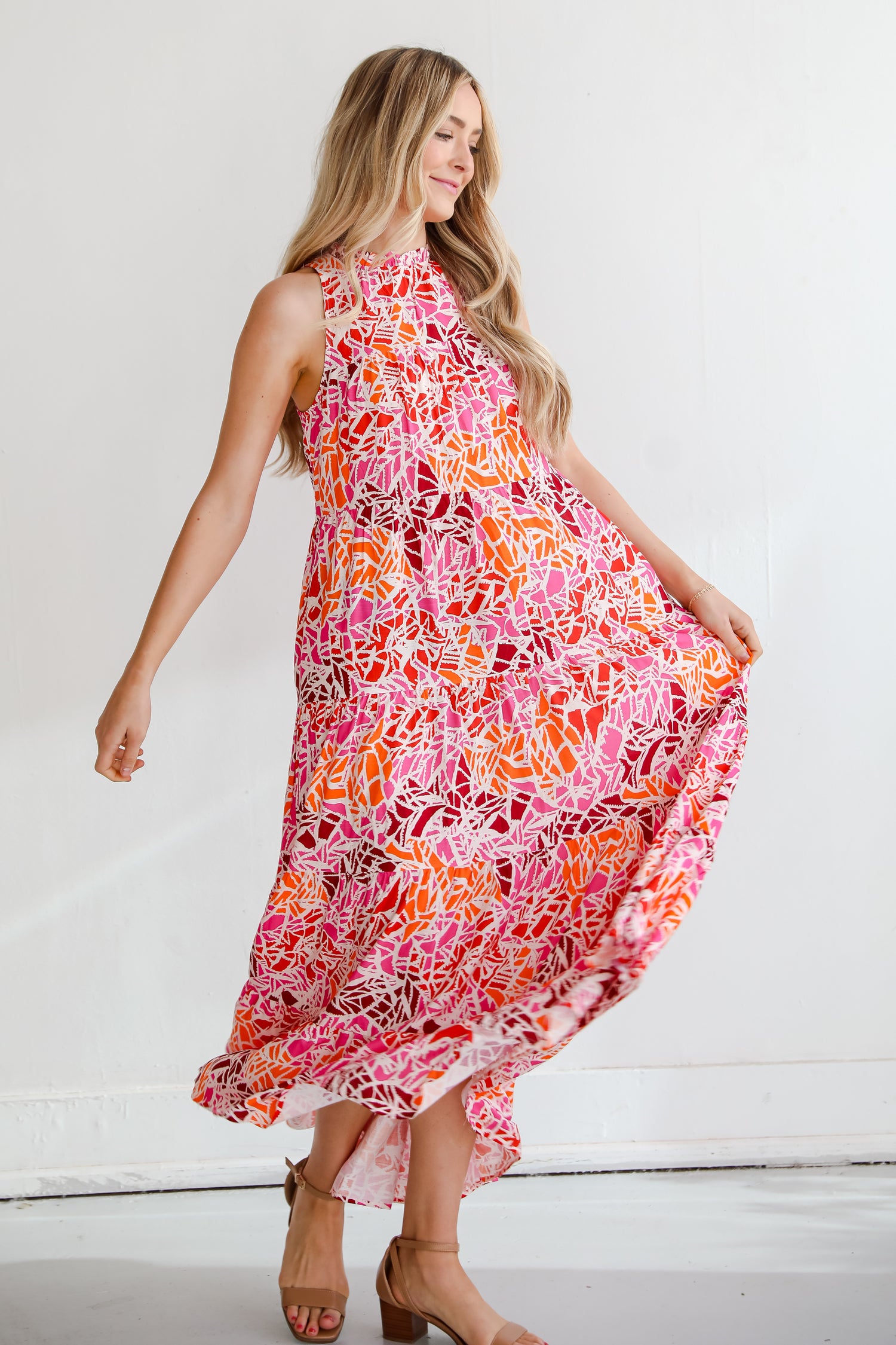 trendy Pink Tiered Maxi Dress