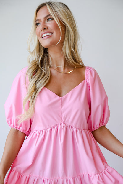 Pristine Presence Pink Tiered Maxi Dress