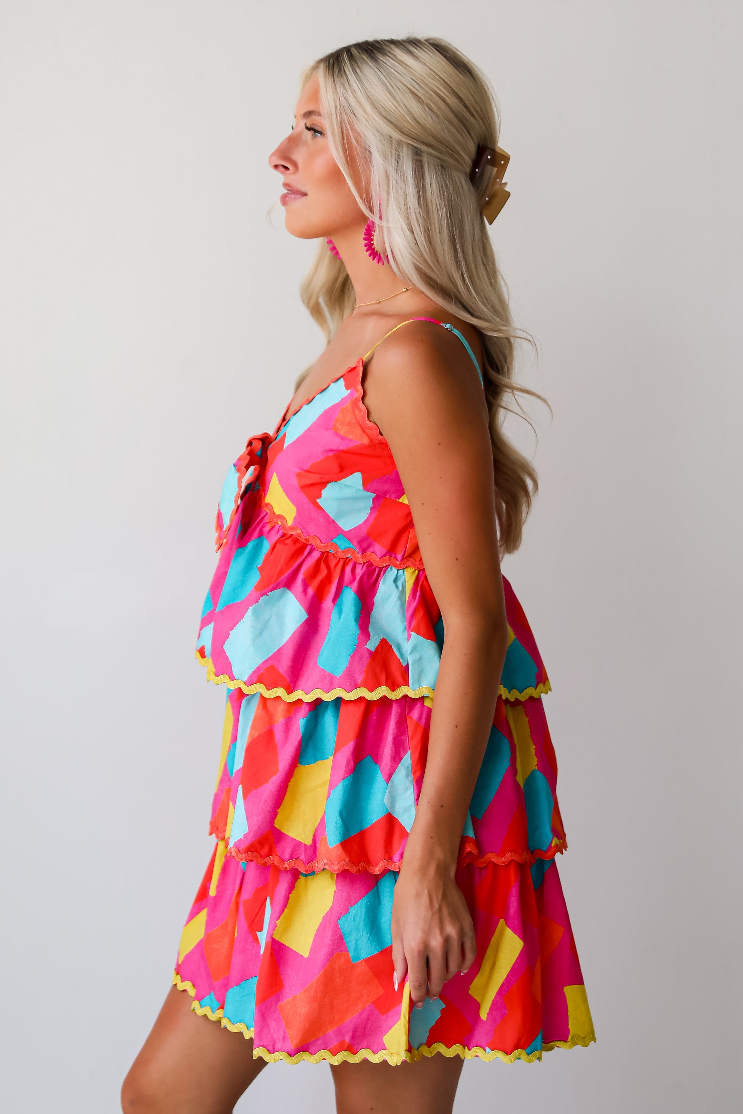 Cutest Character Pink Tiered Mini Dress