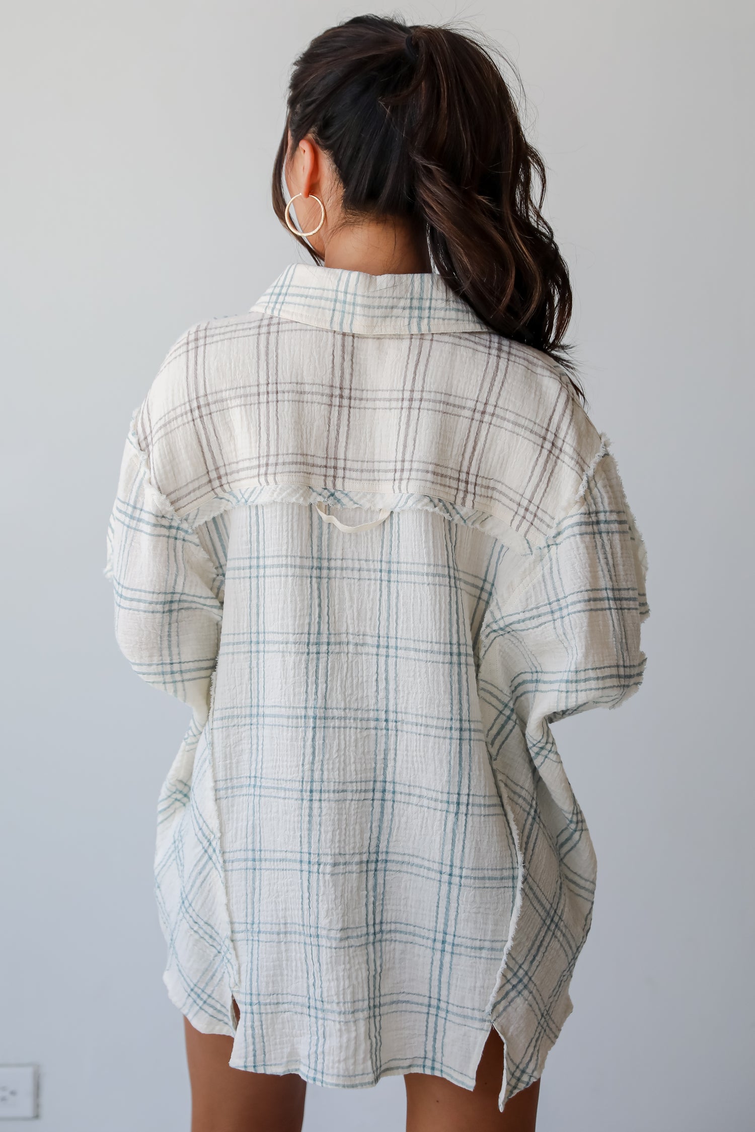 FINAL SALE - Playful Vibes Plaid Linen Button-Up Blouse